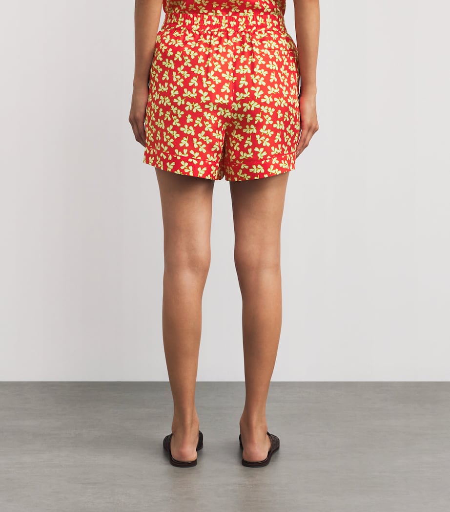 Silk Leaf Print Shorts RED LITTLE LEAVES Image 4