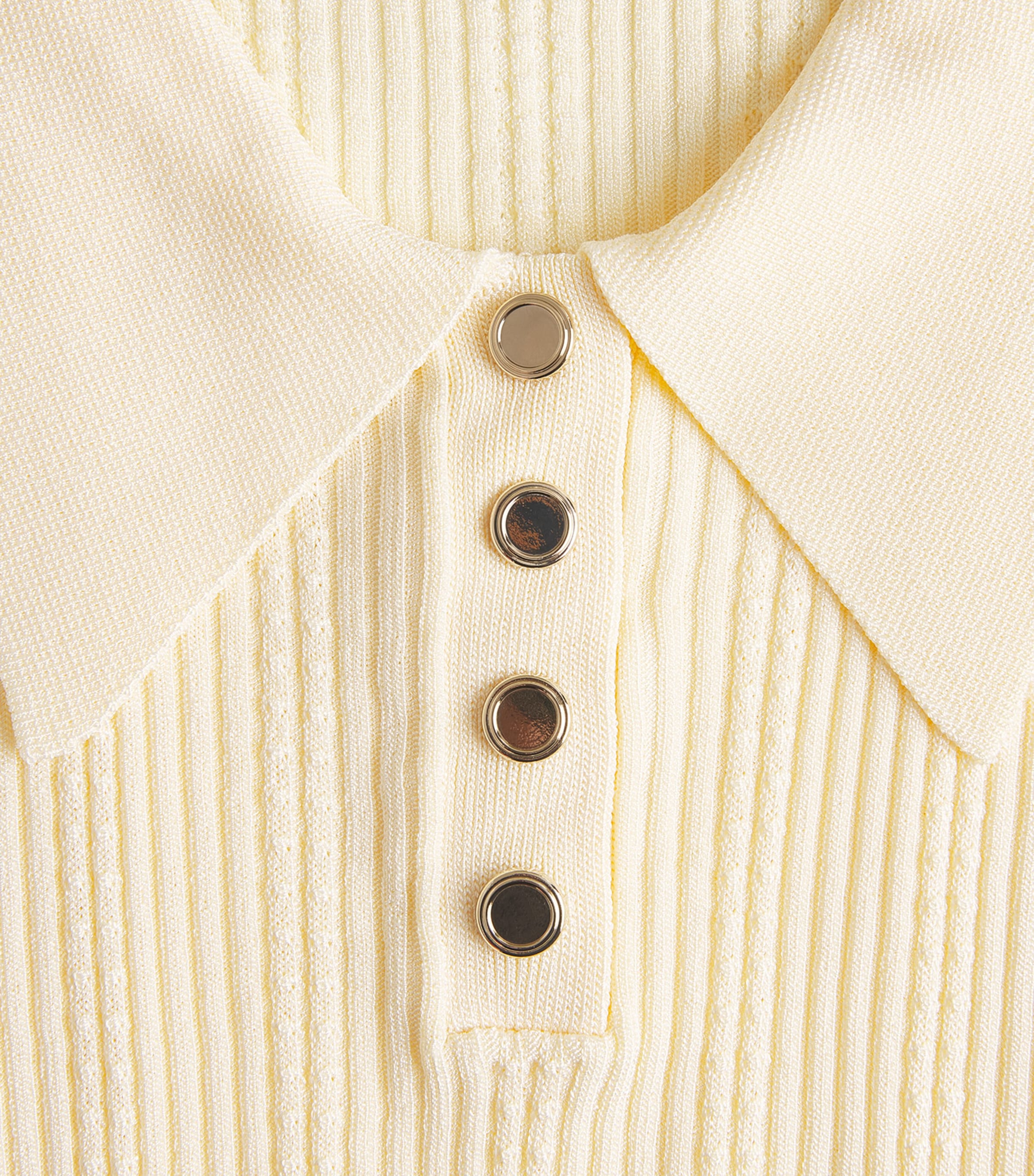 Sandro Paris Womens Knit Slim Polo Shirt Vanilla Image 6