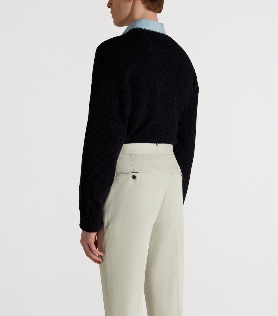 Cotton Crew-Neck Sweater 416HOUSE NAVY Image 4