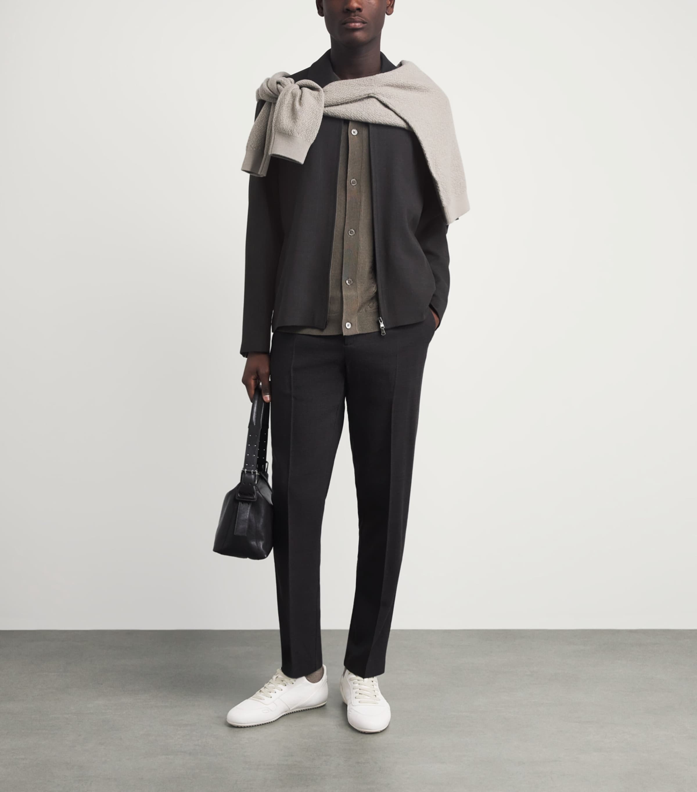 Wool-Blend Harrington Jacket BRGD TRUFFLE Image 2