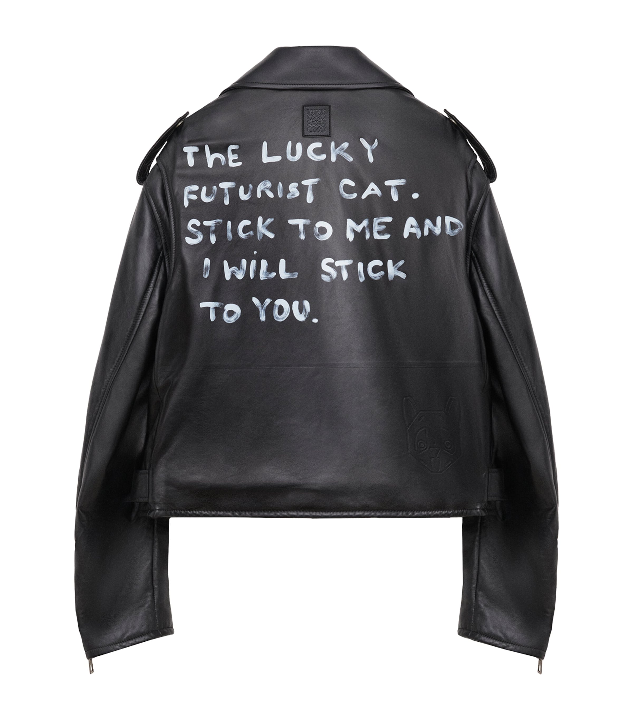 Quote Leather Biker Jacket BLACK Image 2