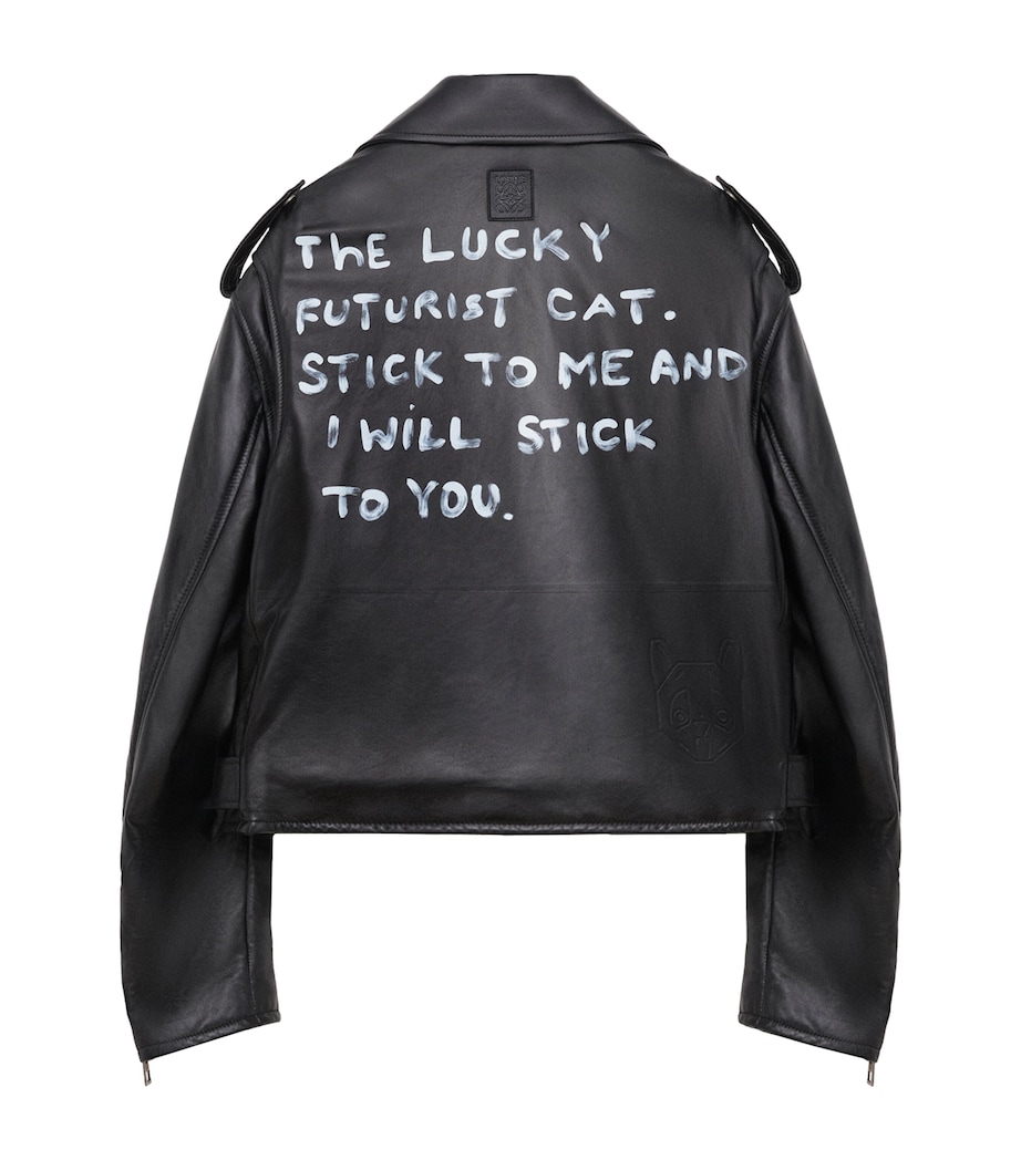 Quote Leather Biker Jacket BLACK Image 2
