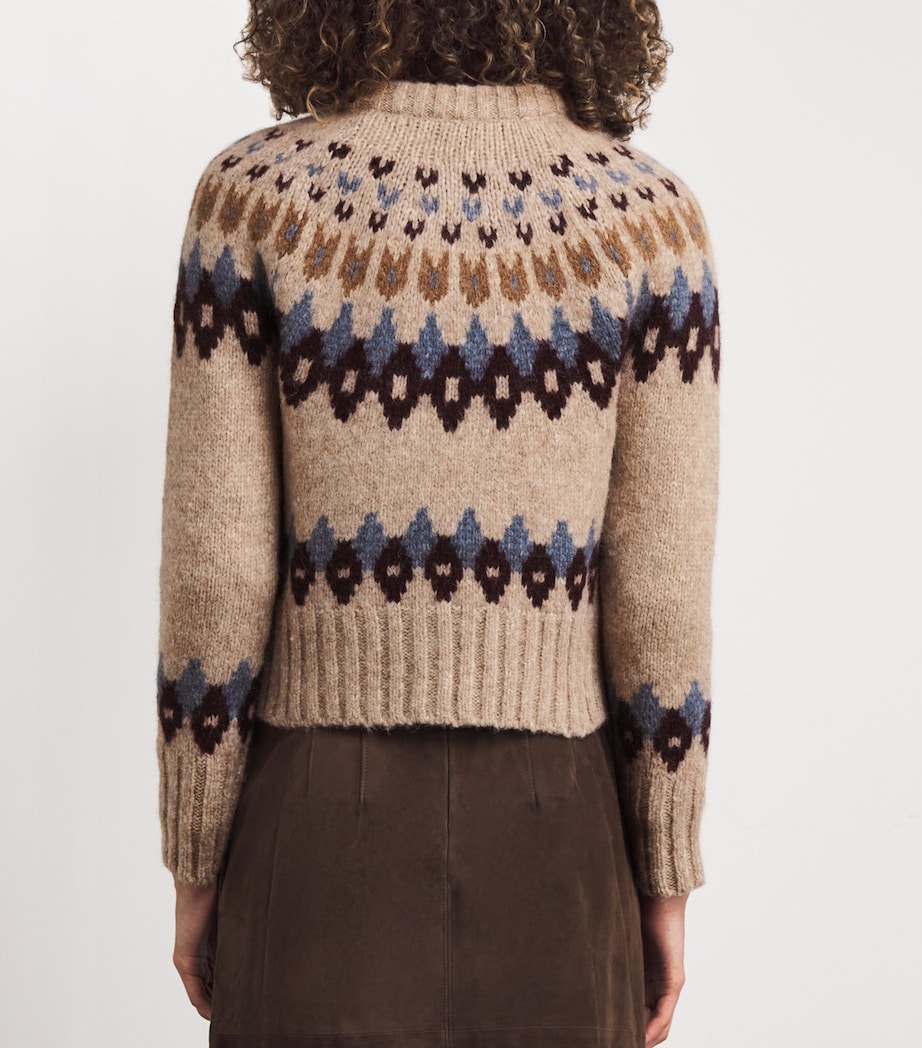 Alpaca Wool-Blend Fair Isle Christina Cardigan OATMEAL MELANGE MLTI Image 4