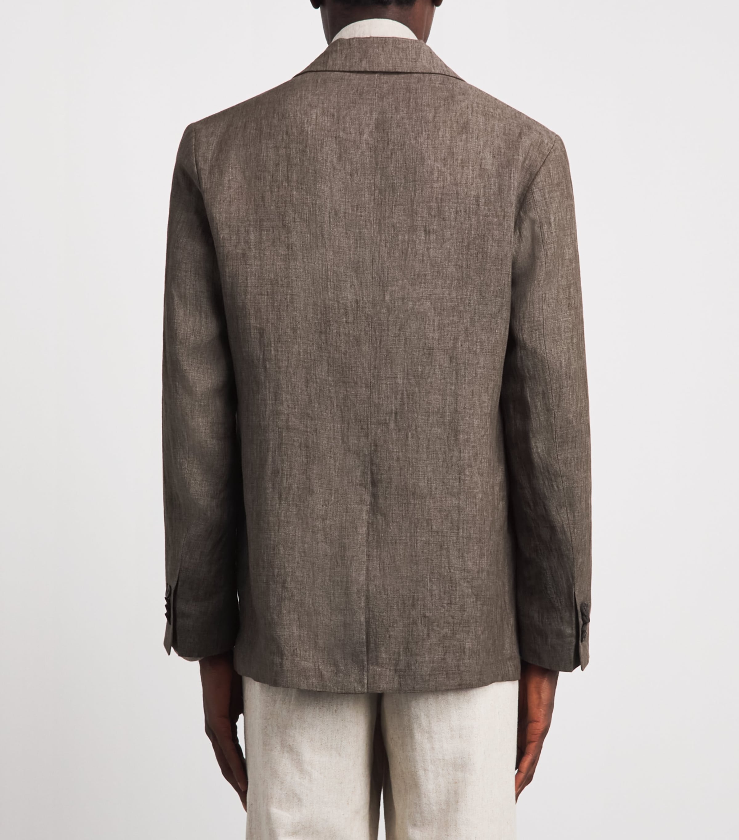 Sunspel Mens Linen Blazer Brgw Dark Walnu Image 5