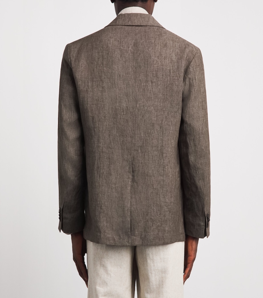 Sunspel Mens Linen Blazer Brgw Dark Walnu Image 5