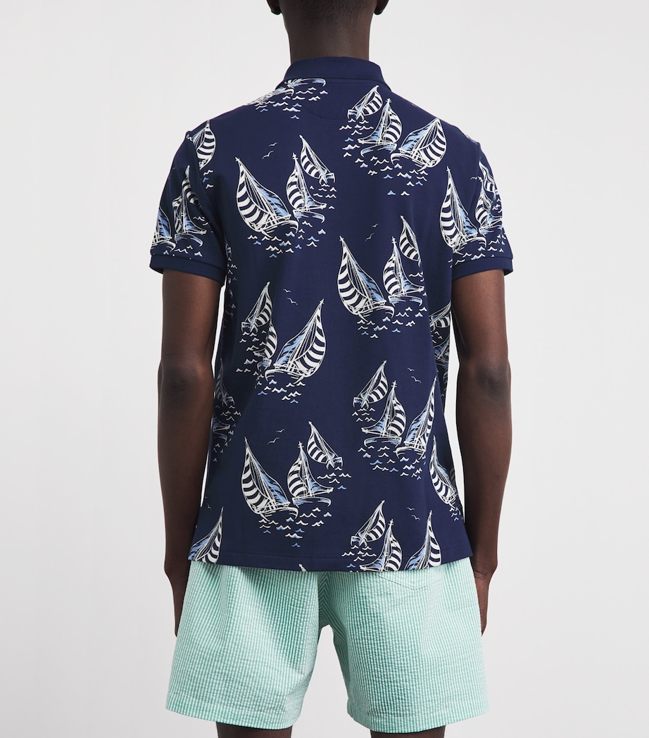 Polo Ralph Lauren Mens Cotton-Mesh Sailboat Polo Shirt Sailbt Rce Nport Nvy Image 5