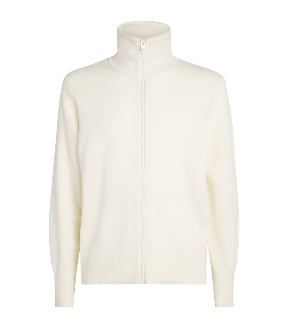 Sandro Paris Mens Wool Zip-Up Cardigan Butter Cream Image 1