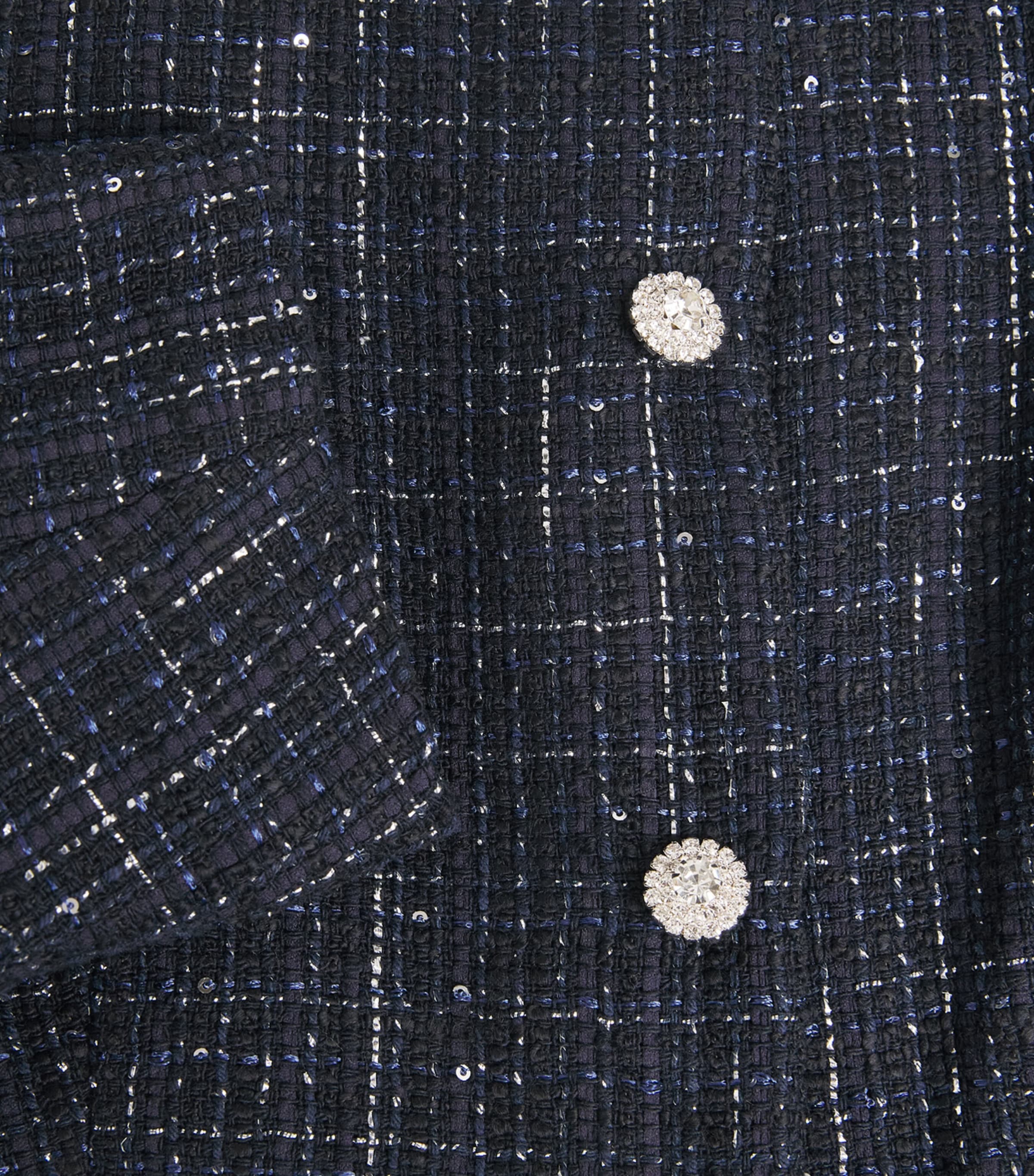 Sandro Paris Womens Tweed Sequinned Cropped Jacket Blue Image 6