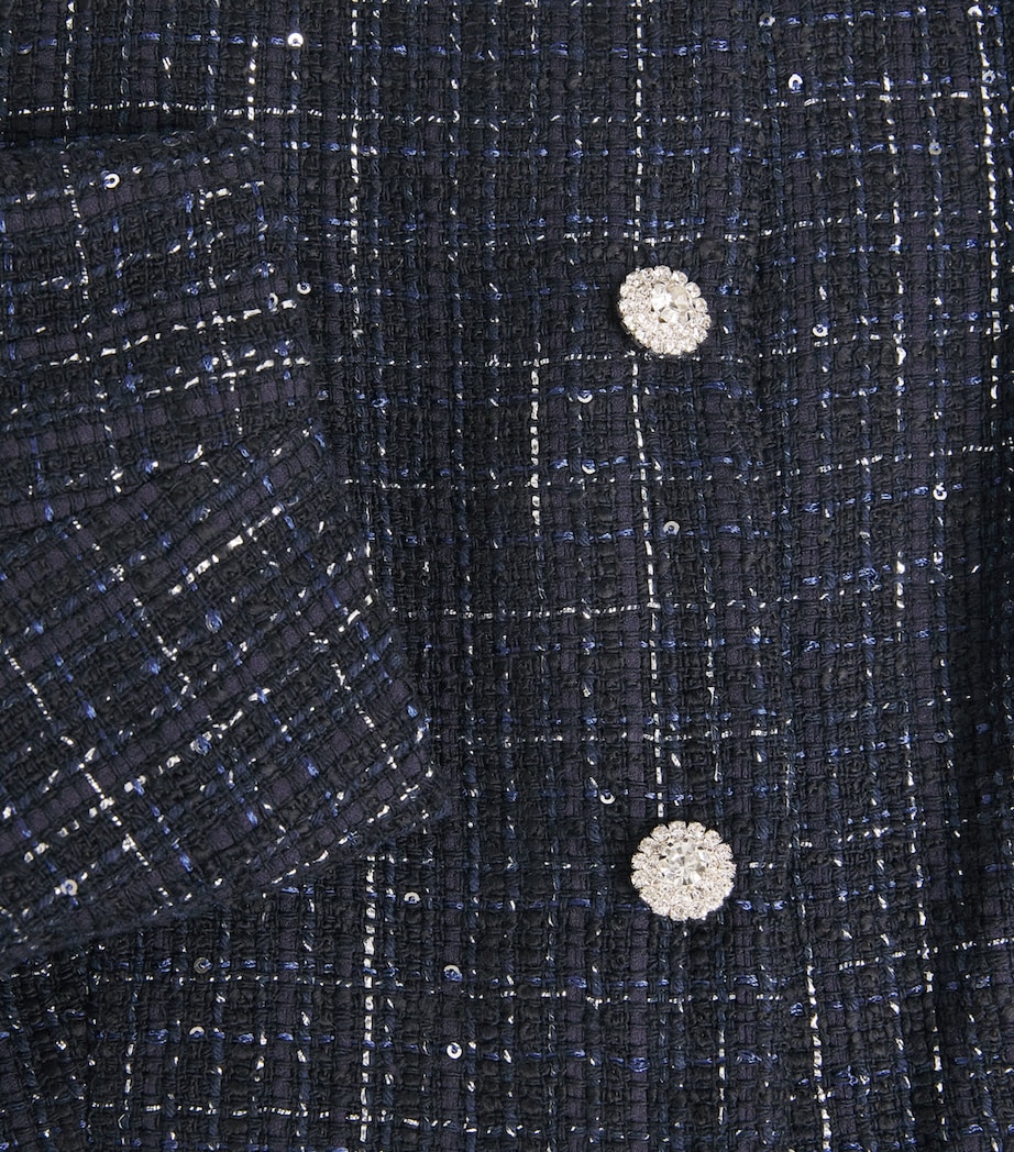 Sandro Paris Womens Tweed Sequinned Cropped Jacket Blue Image 6