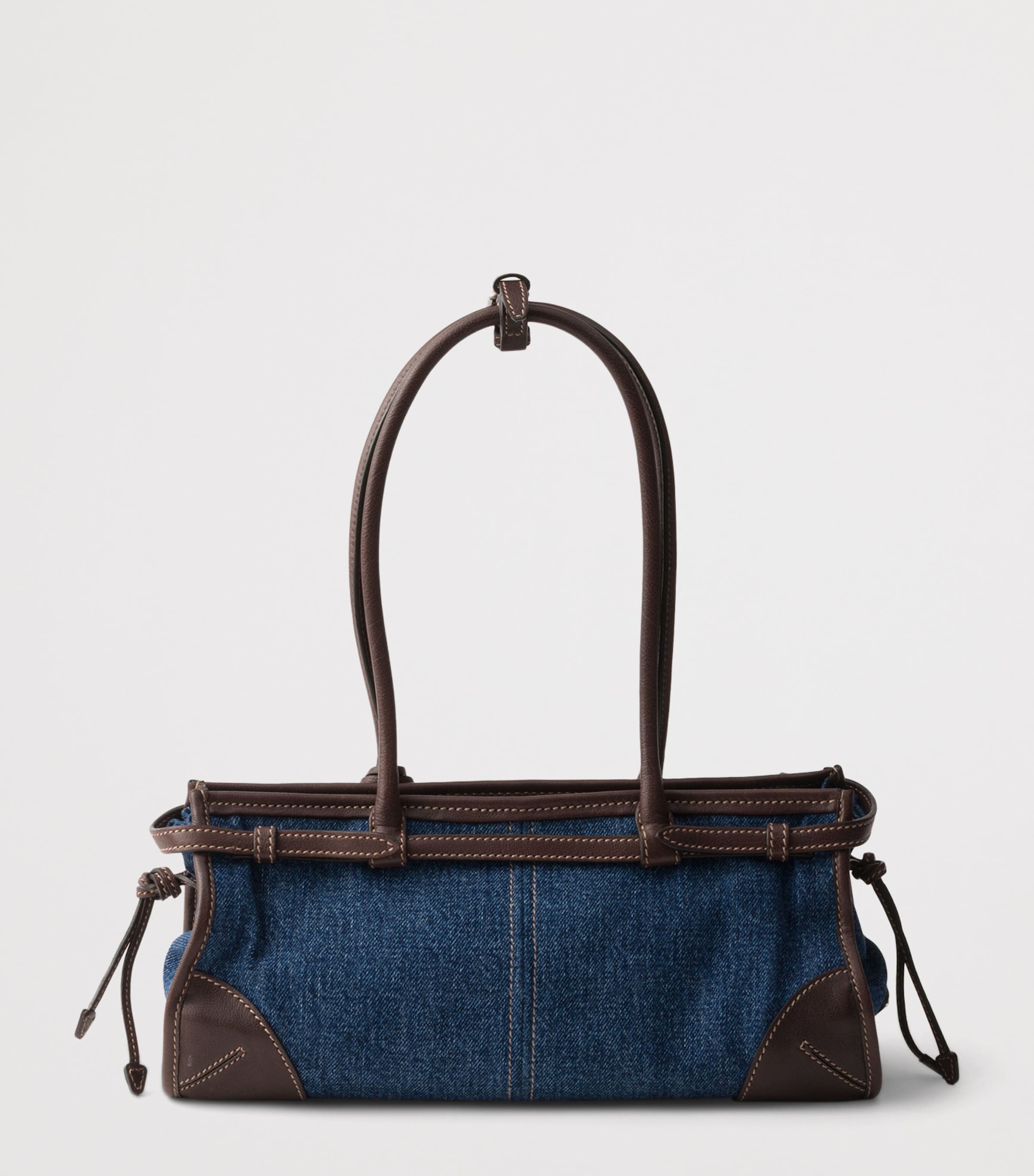 Prada Medium Denim Bonnie Shoulder Bag Blue Image 5