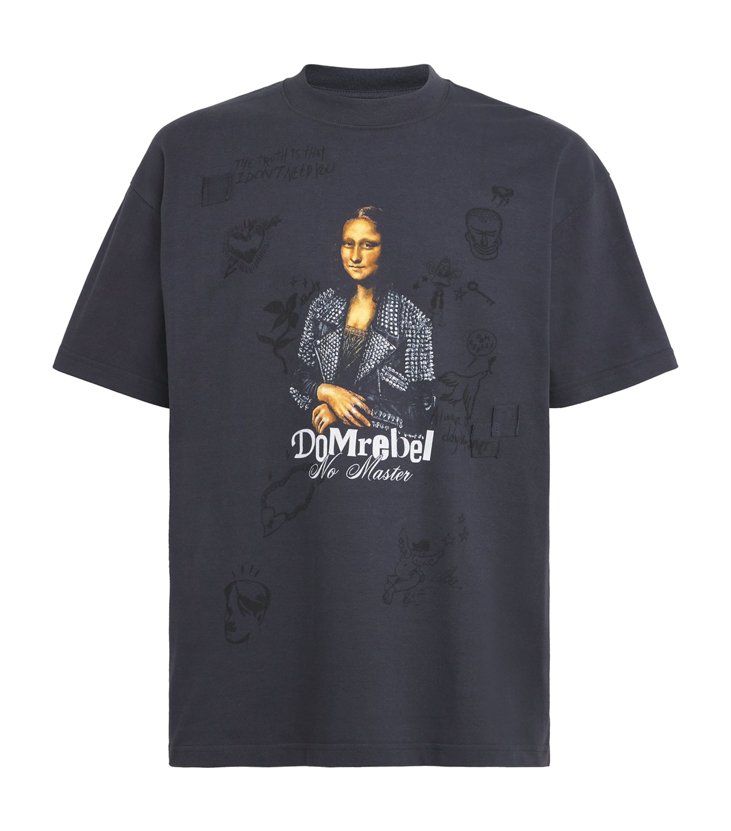 Domrebel Cotton Mona Lisa T-shirt In Black