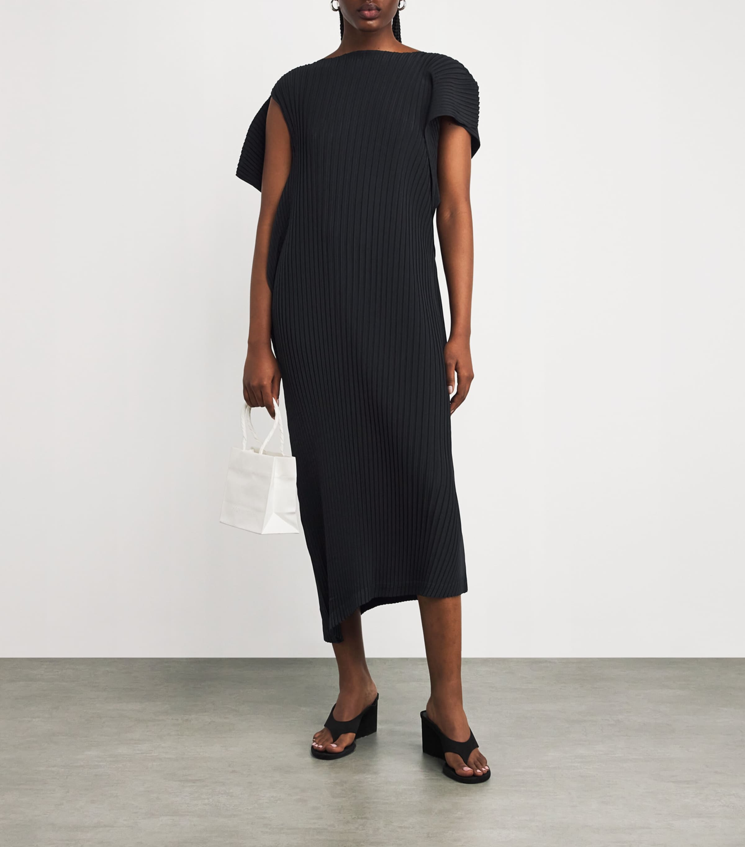 Issey Miyake Black Shadow Study Pleats Midi Dress | Harrods US