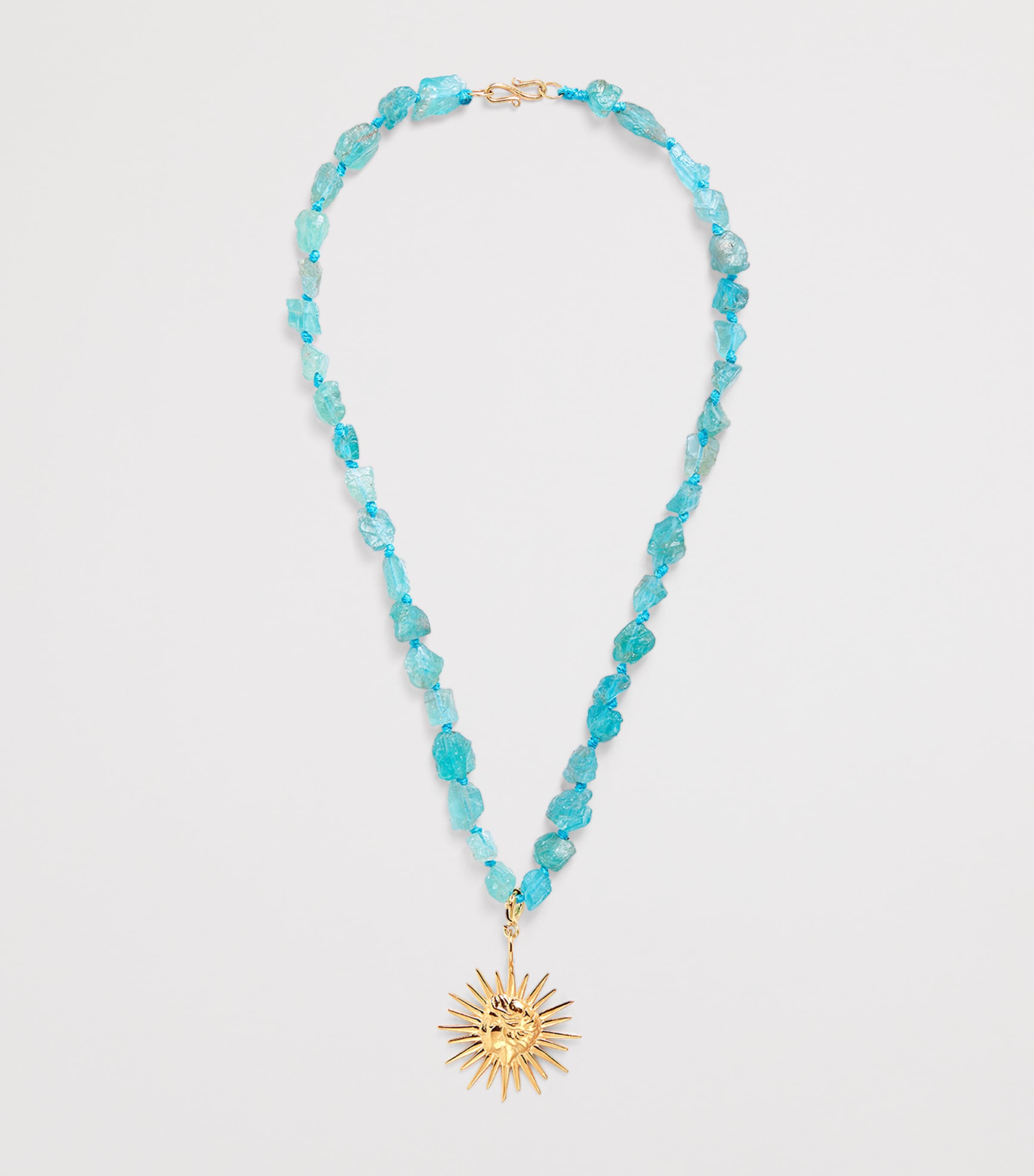 Gold-Plated and Apatite Mini Sun Necklace TEAL Image 3