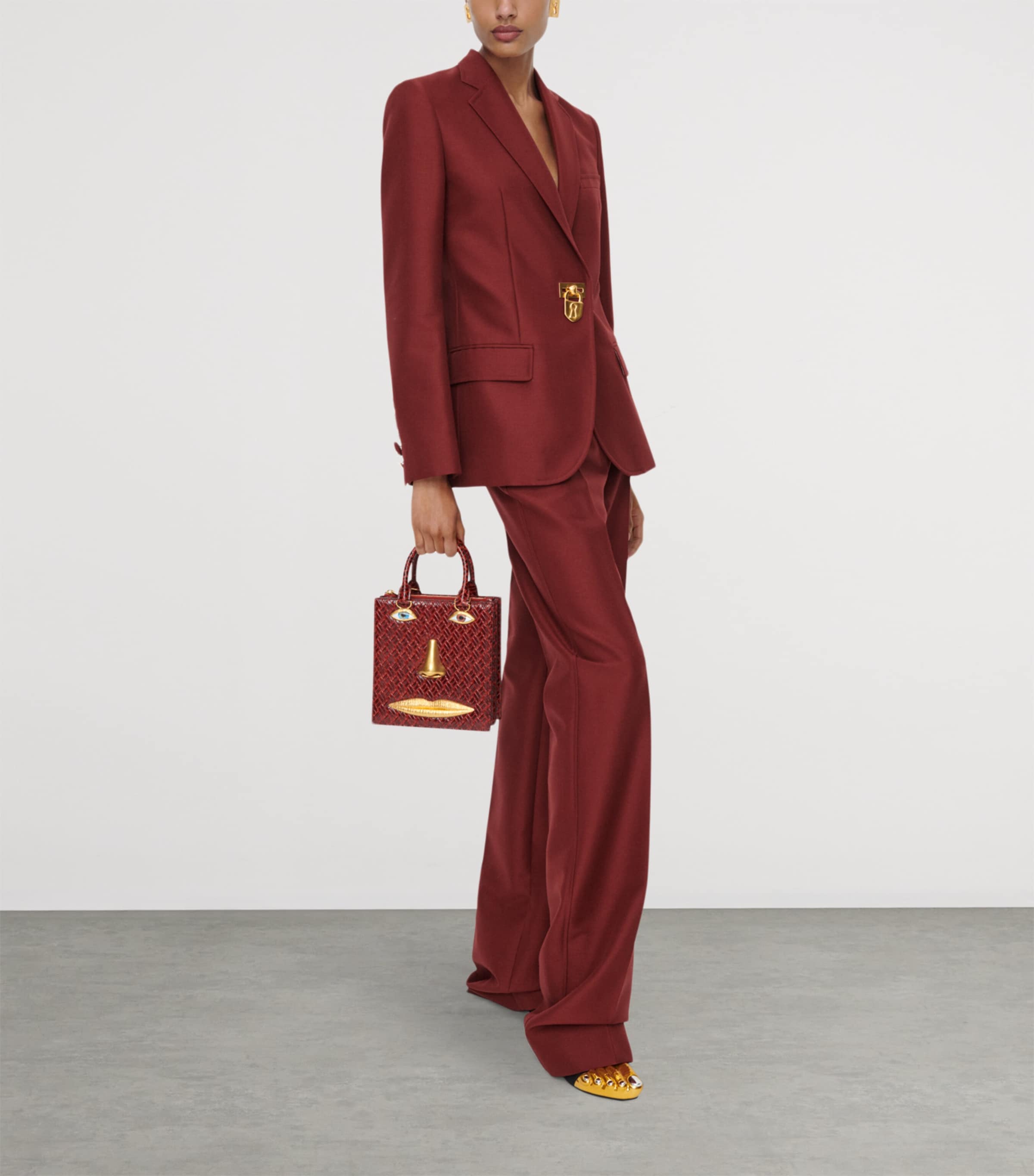 Schiaparelli Leather Face Top-Handle Bag Burgundy Image 2