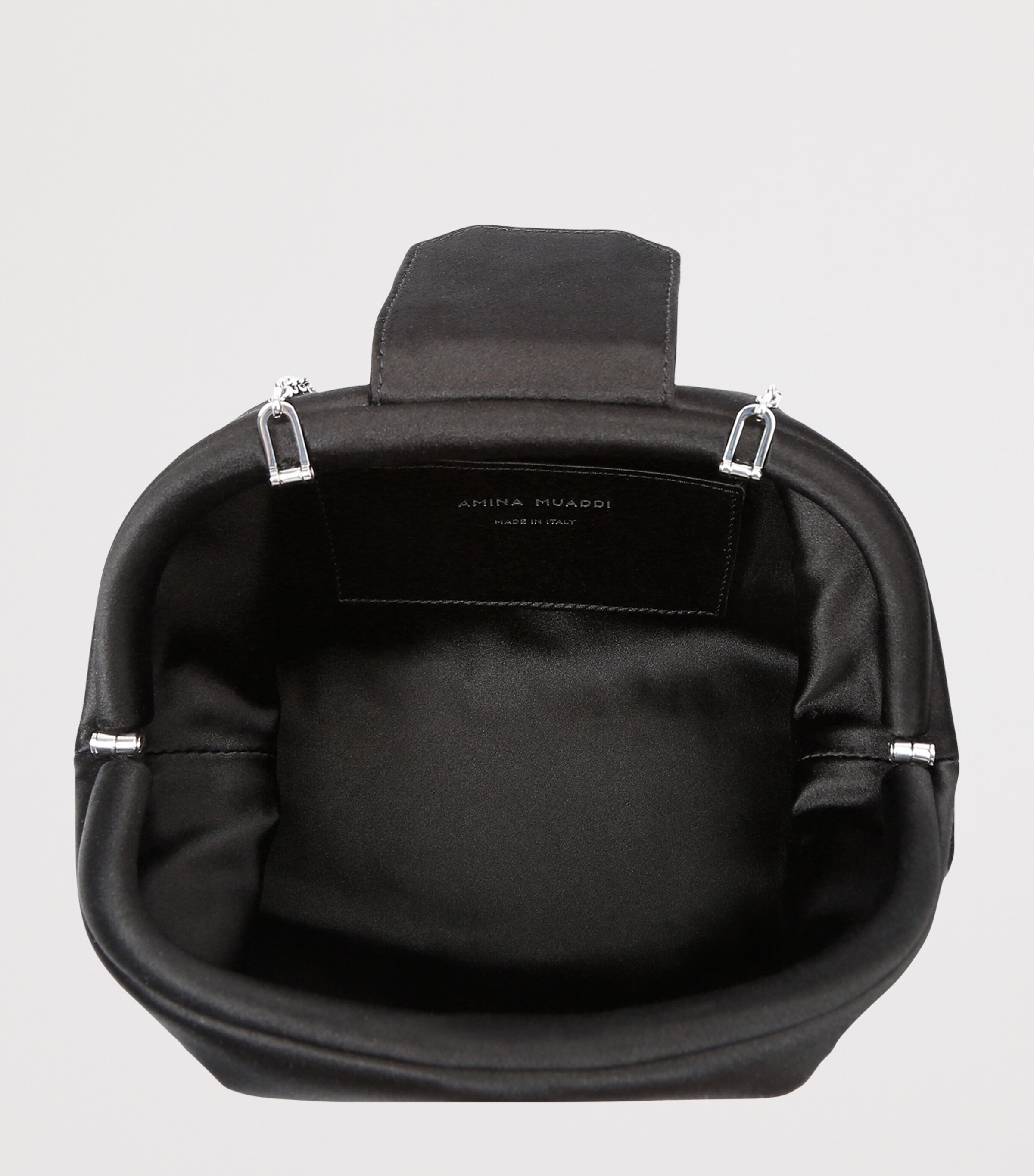 Satin Camelia Clutch Bag BLACK Image 2