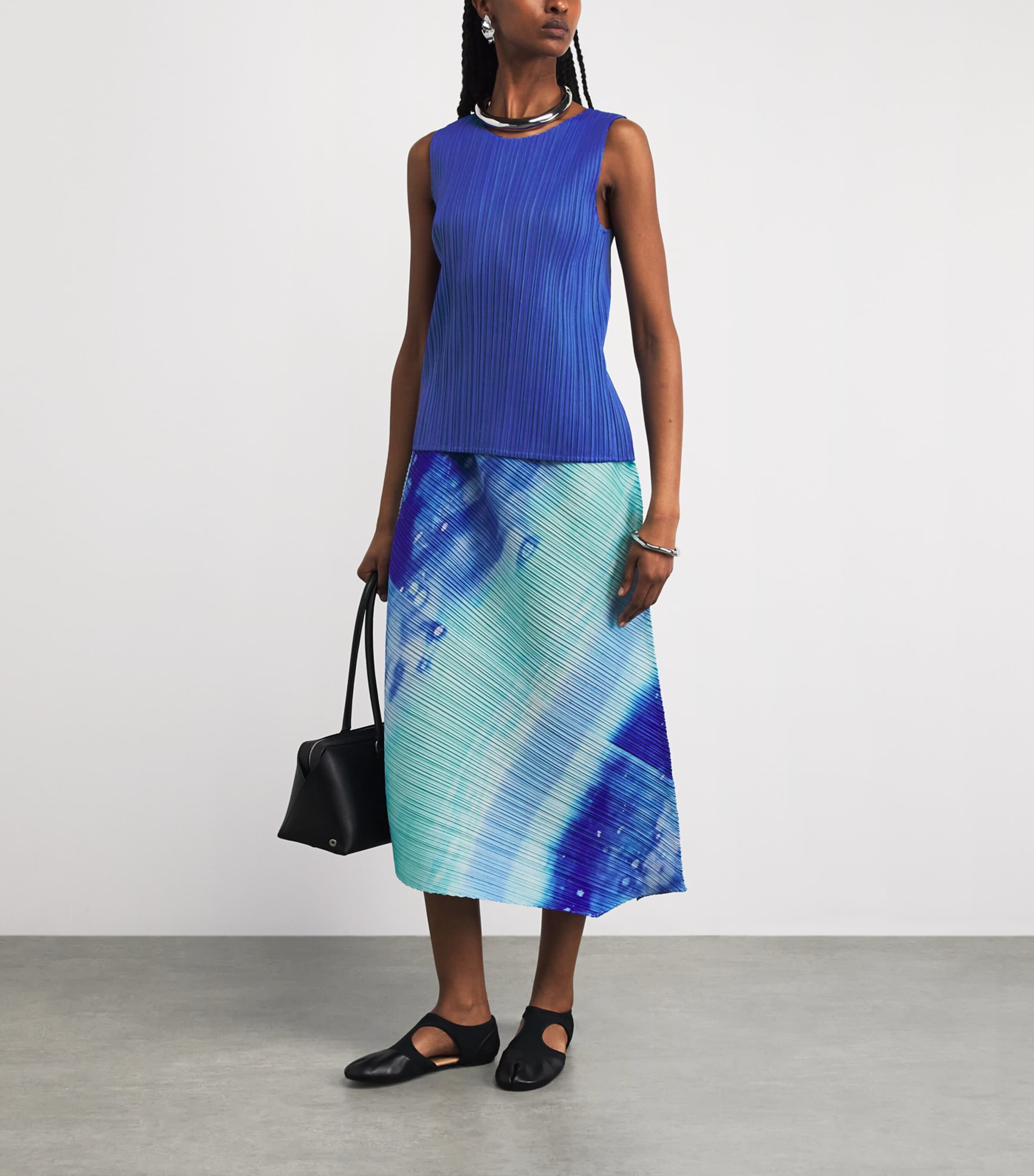 Pleats Please Issey Miyake Womens Monthly Colors May Tank Top Blue Image 2