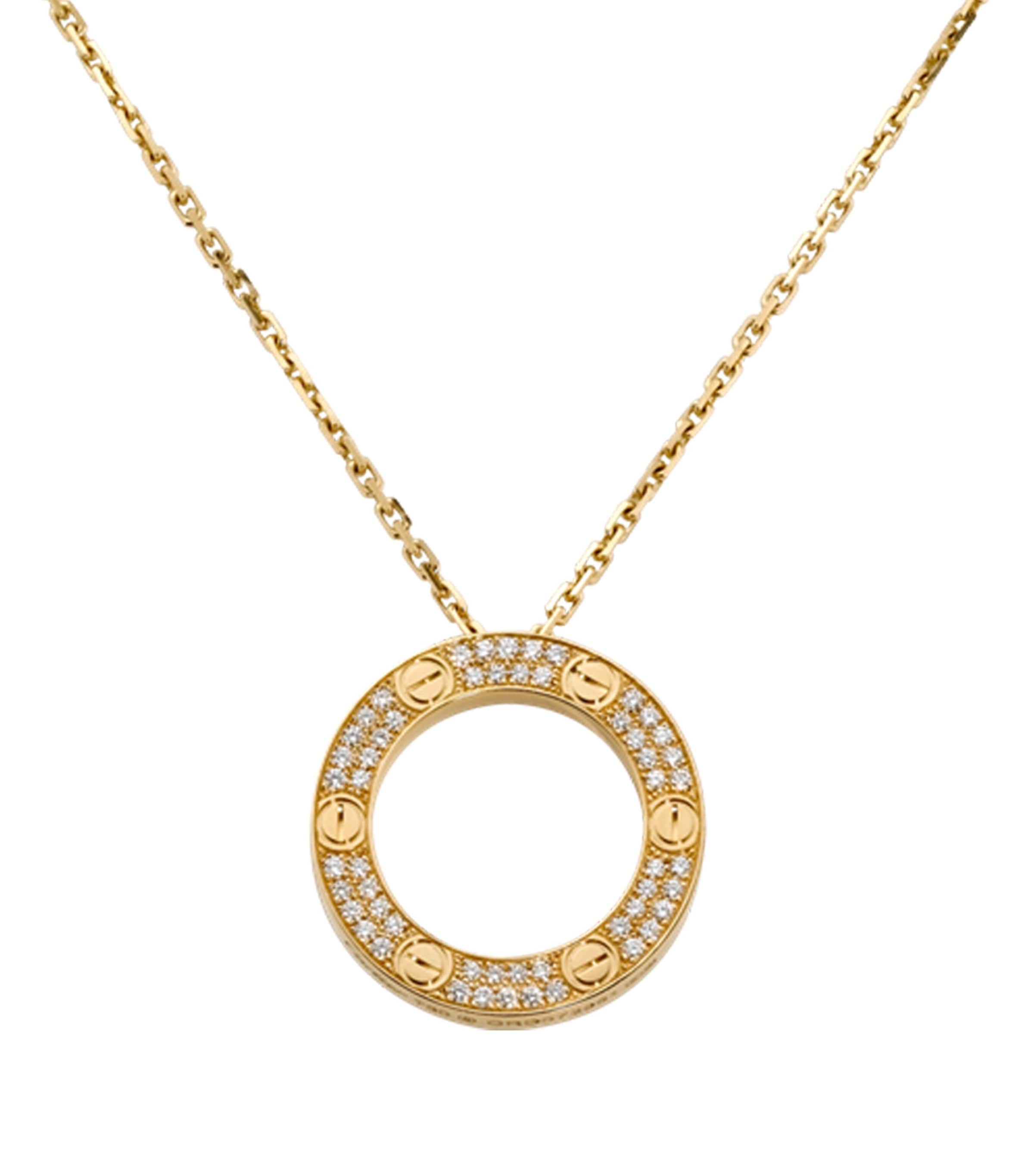 Yellow Gold and Diamond LOVE Necklace YELLOW GOLD Image 1