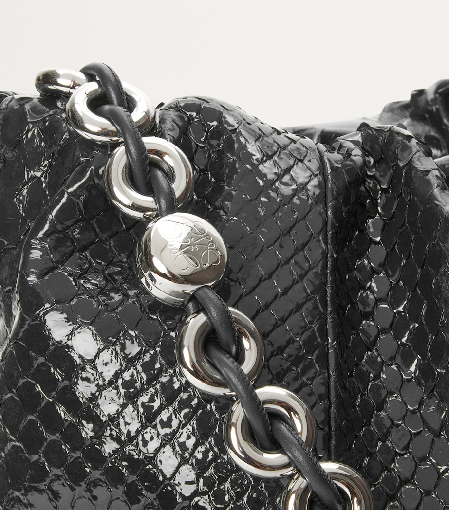 Large Patent Python Flamenco Purse BLACK Image 9