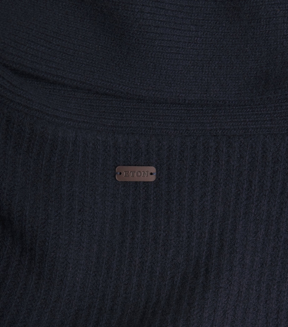 Wool Shawl-Collar Cardigan NAVY BLUE Image 5