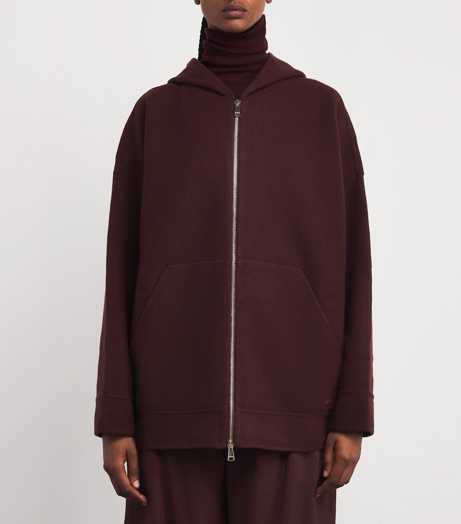 Wool-Blend Zip-Up Hoodie CHERRY Image 3