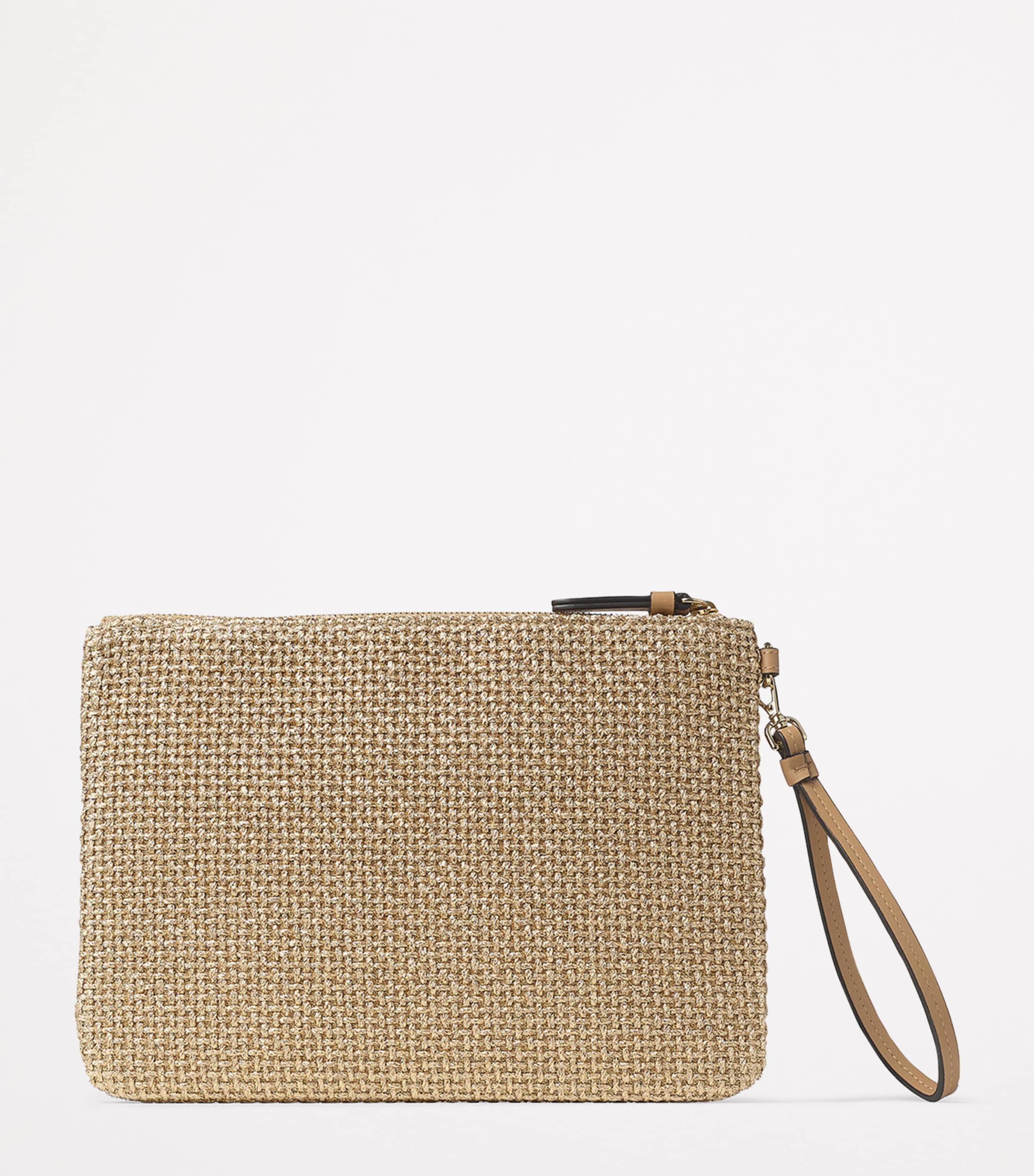 Raffia Zip-Up Pouch GOLD/FUCHSIA/LIGHT G Image 4