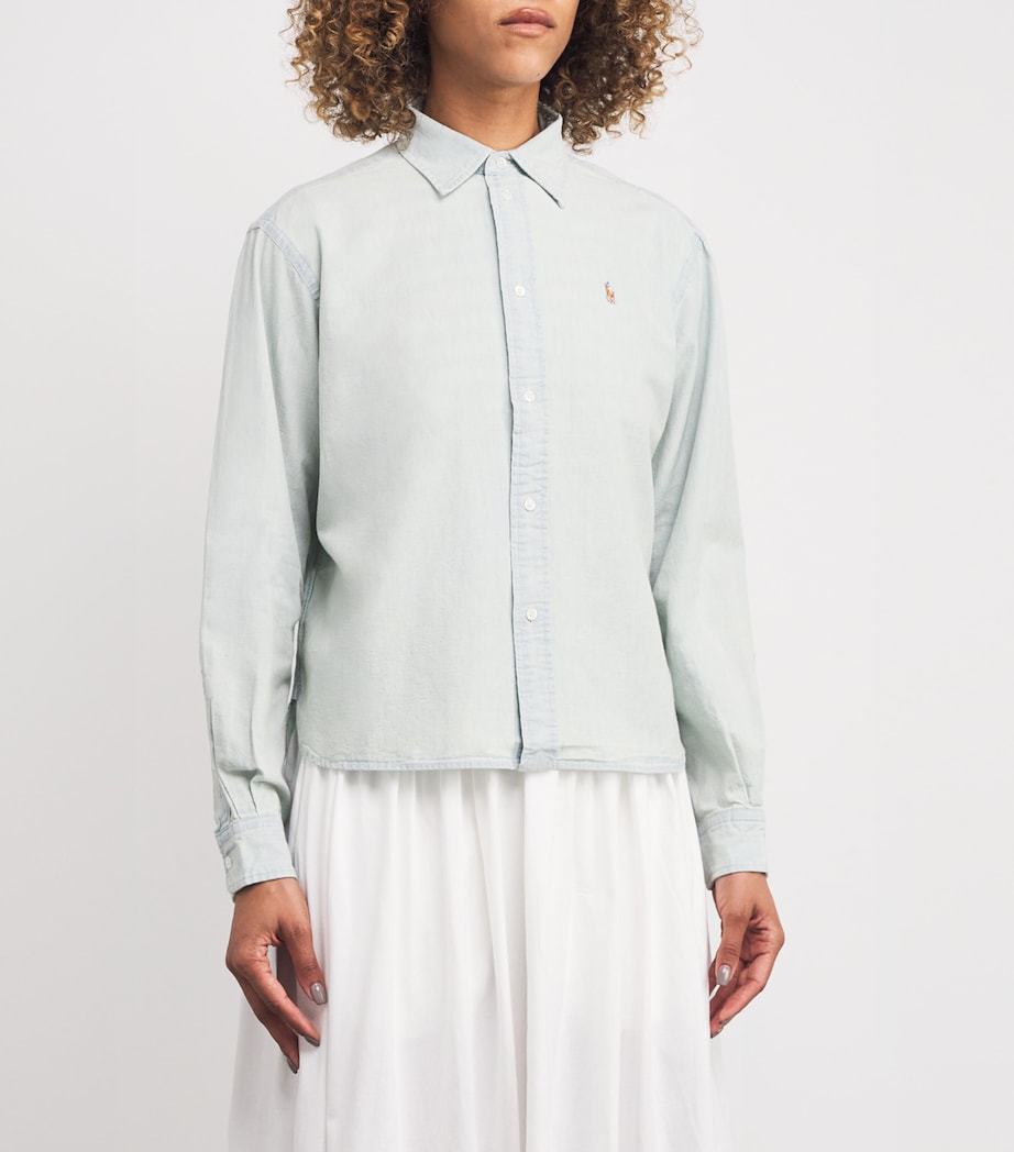 Cotton Polo Pony Shirt LIGHT/PASTEL BLUE Image 3
