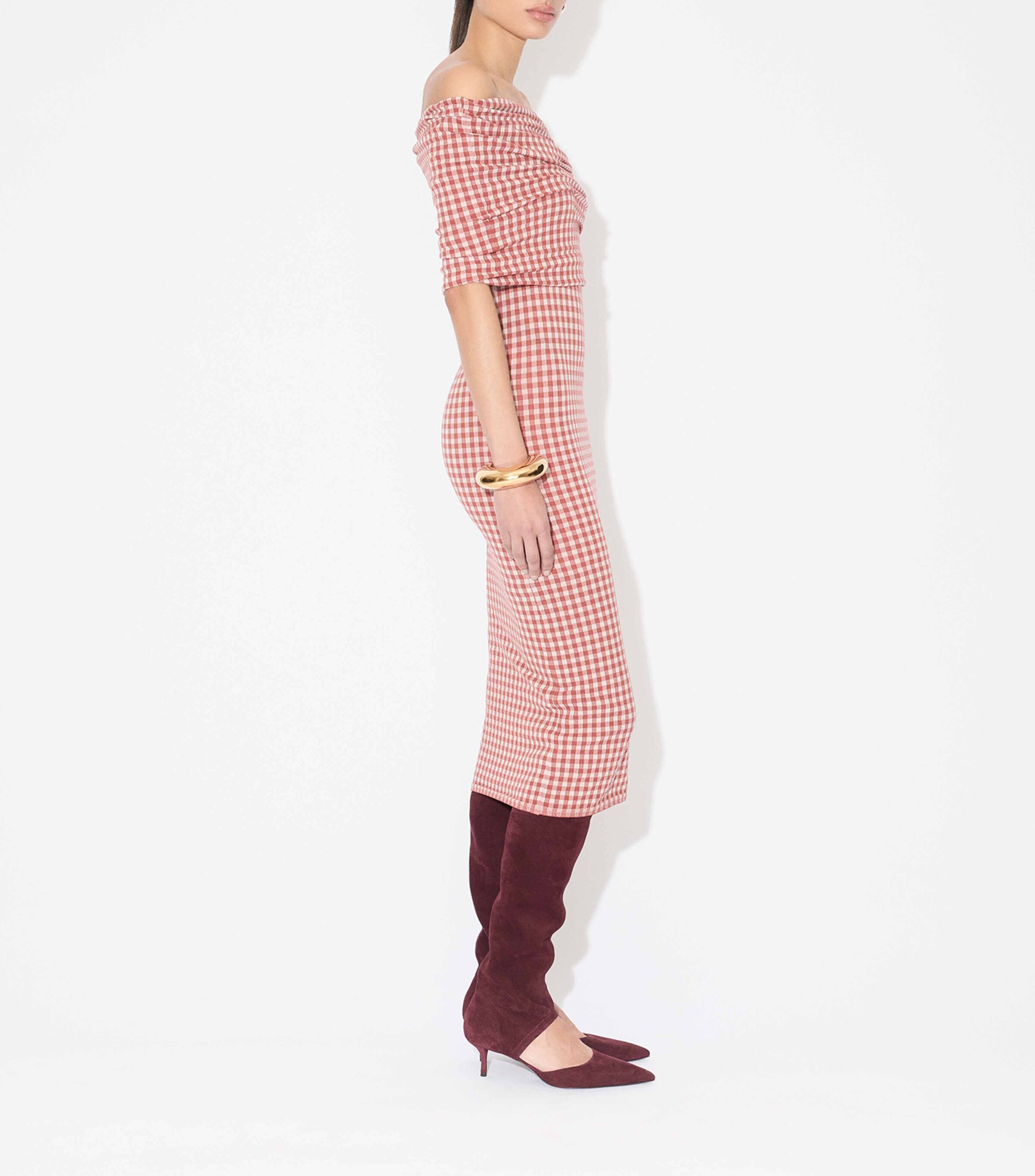 bardot gingham off the shoulder midi dress Bardot | Dresses | Bardot Gingham Off The Shoulder Midi Dress