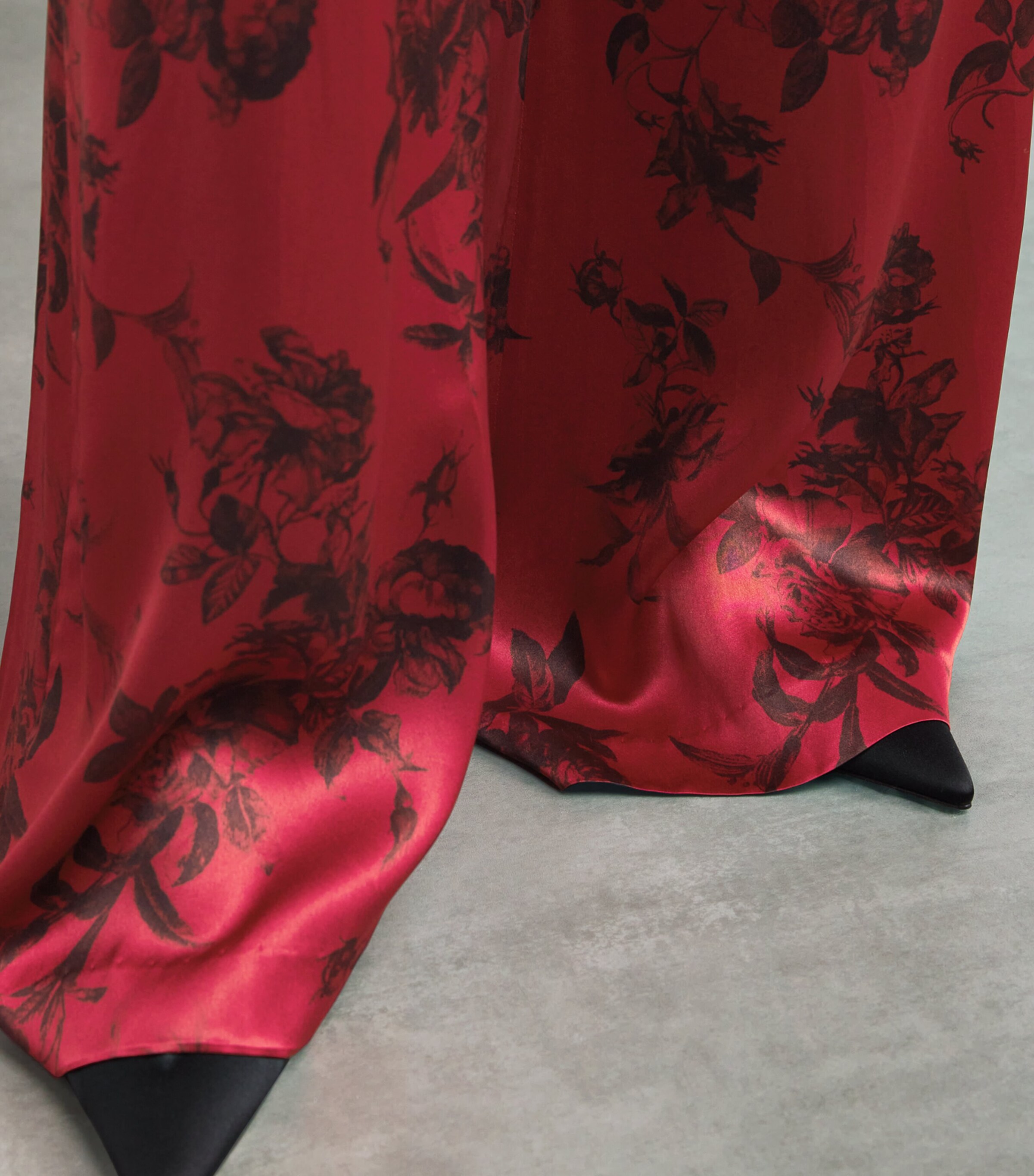 Silk Pilar Wide-Leg Trousers BRGNDY PNTRFLY FLR Image 6