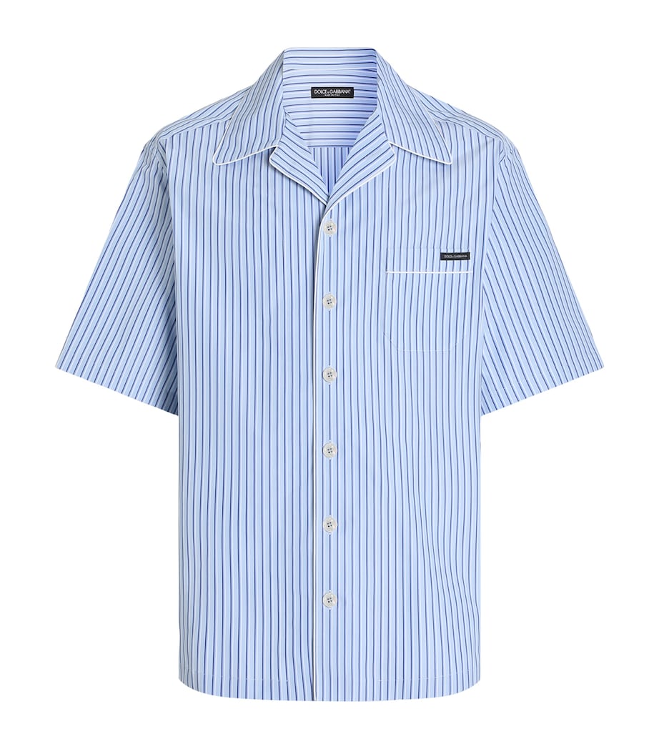 Dolce&Gabbana Mens Cotton-Silk Blend Stripe Shirt Striped Image 1