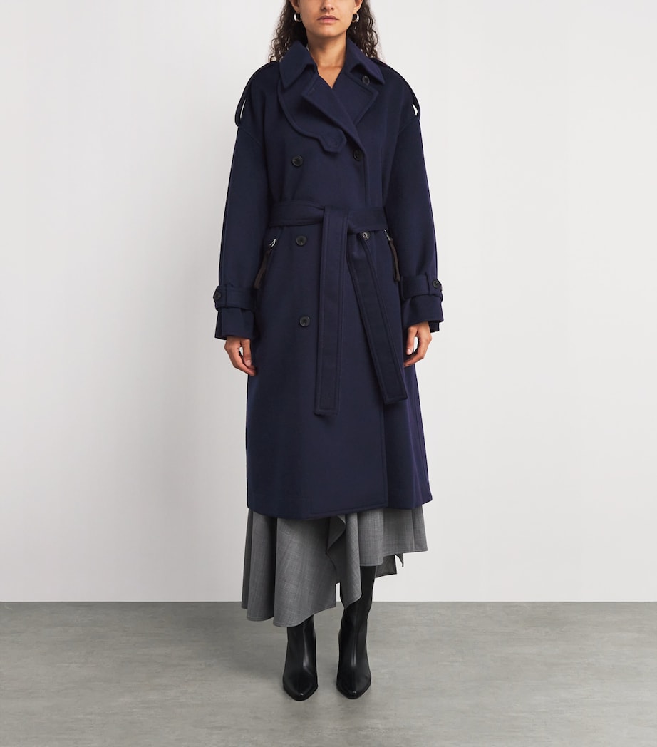 Virgin Wool Double-Breasted Coat NAVY Image 3