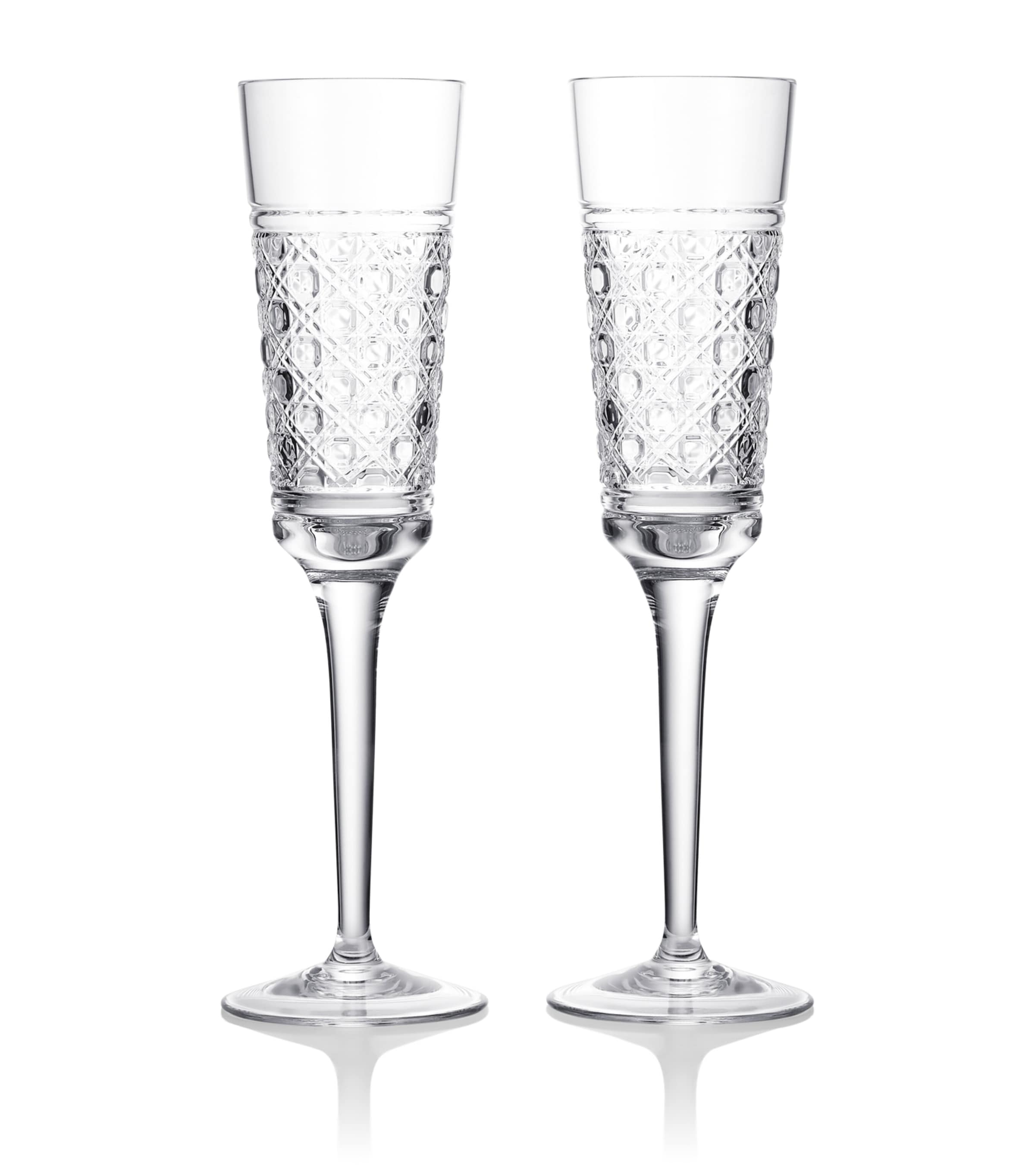 Waterford Opulence Set Of 2 Lead Crystal Champagne Flutes In Transparent