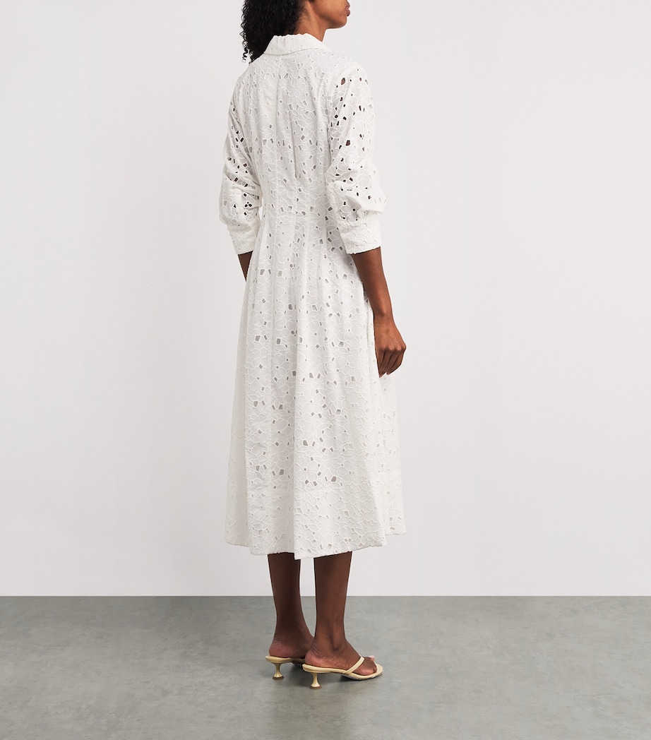 Embroidered Floral Jazz Midi Dress WHITE Image 3
