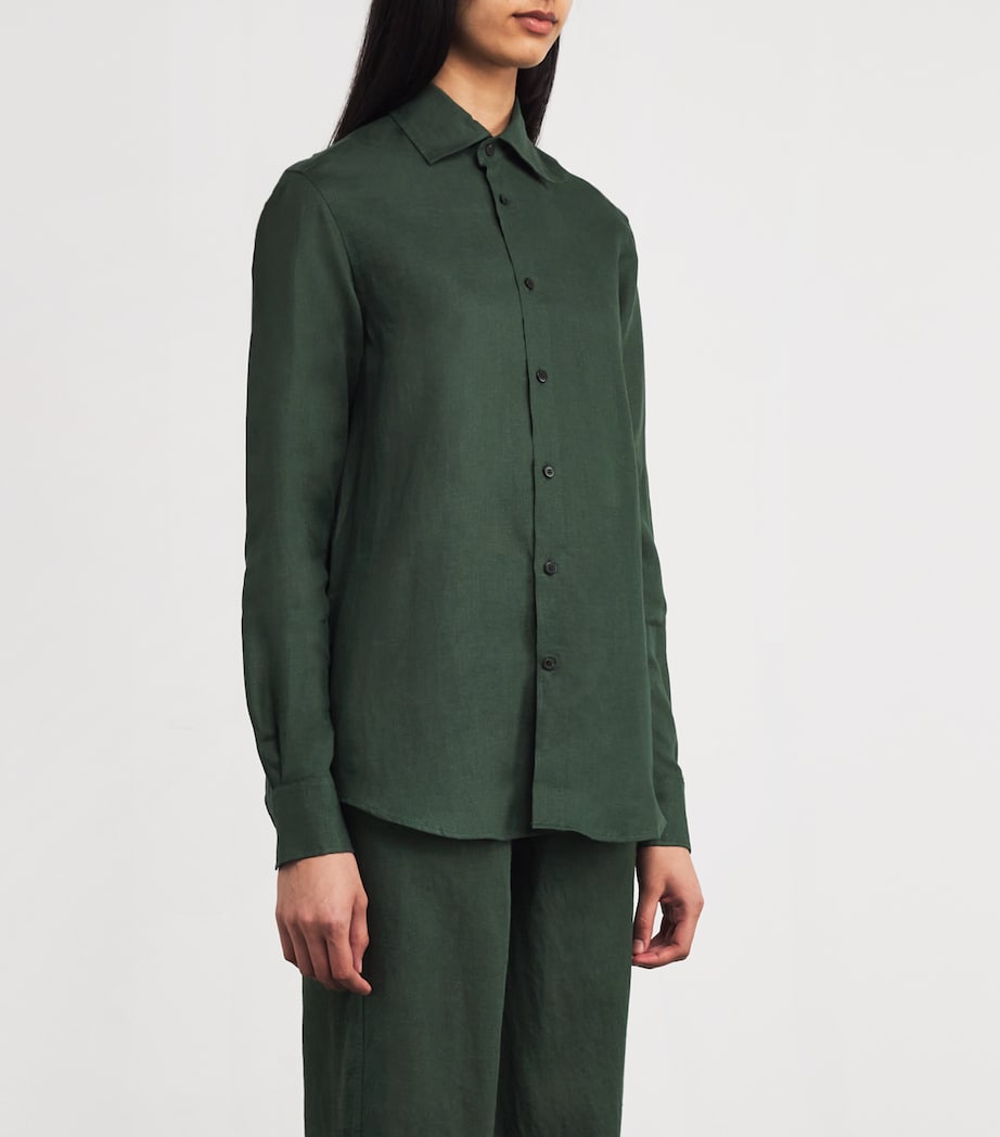 Linen The Boyfriend Shirt HUNTER GREEN Image 3