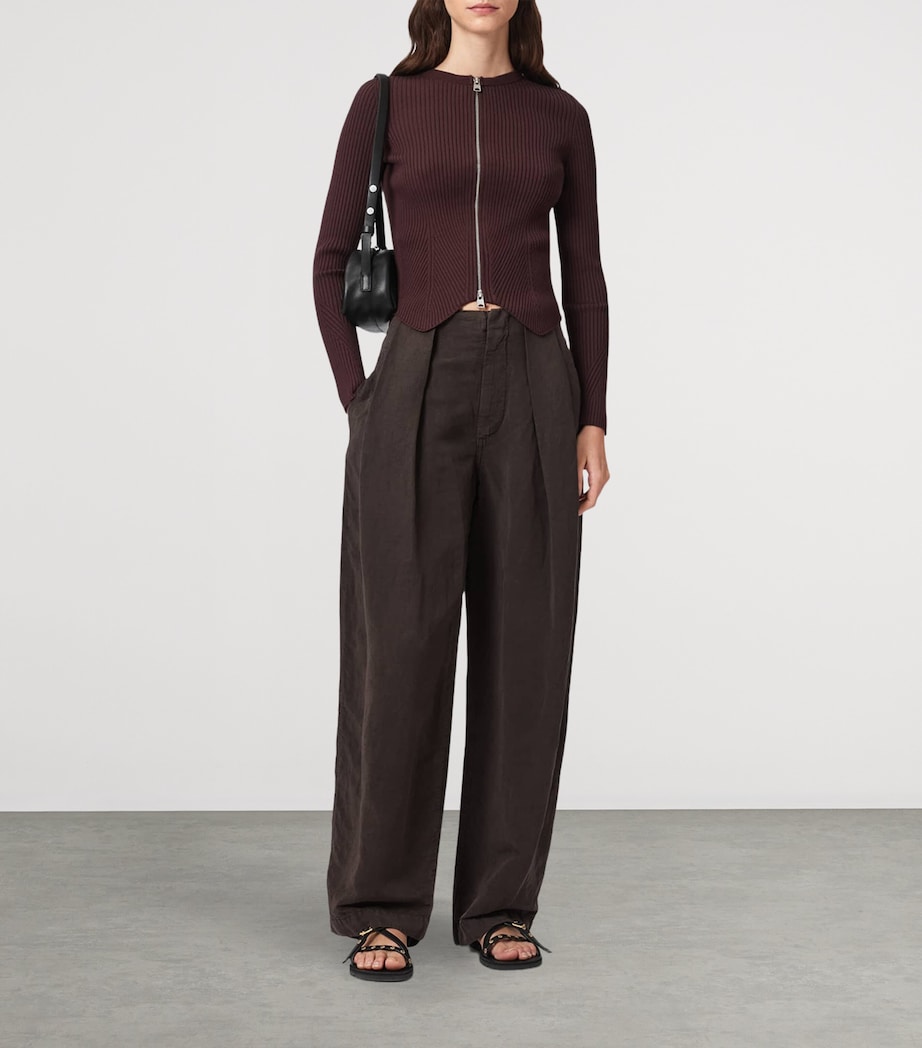 AllSaints Ribbed Cruz Cardigan Burnt Brown Image 5