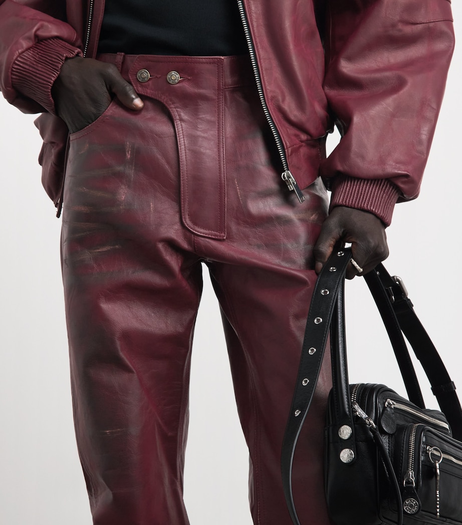 424 Mens Leather Moto Trousers Pigeon Bld Image 3