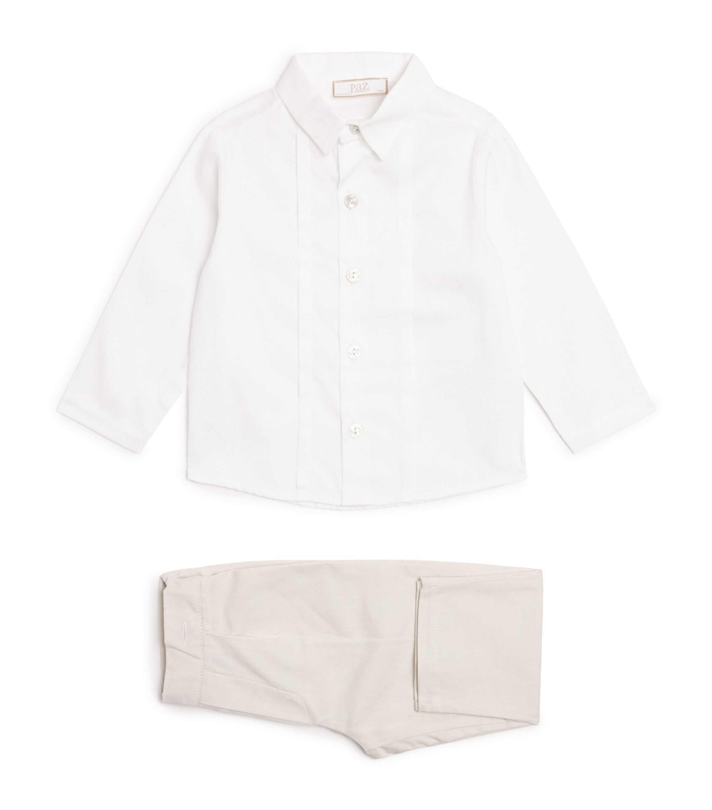 Cotton-Linen Shirt, Cummerbund and Shorts Set (3 Months - 4 Years) 01 T2065 WHITE Image 1