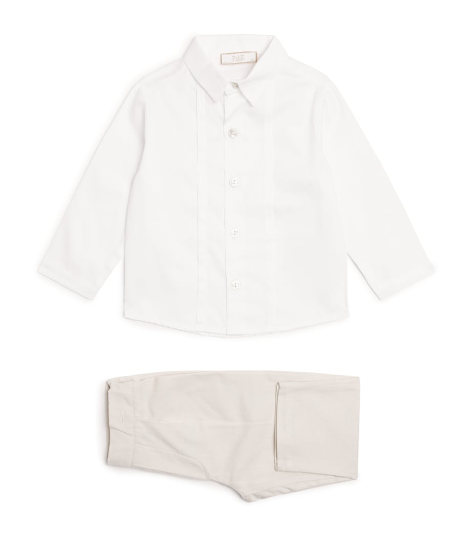 Cotton-Linen Shirt, Cummerbund and Shorts Set (3 Months - 4 Years) 01 T2065 WHITE Image 1