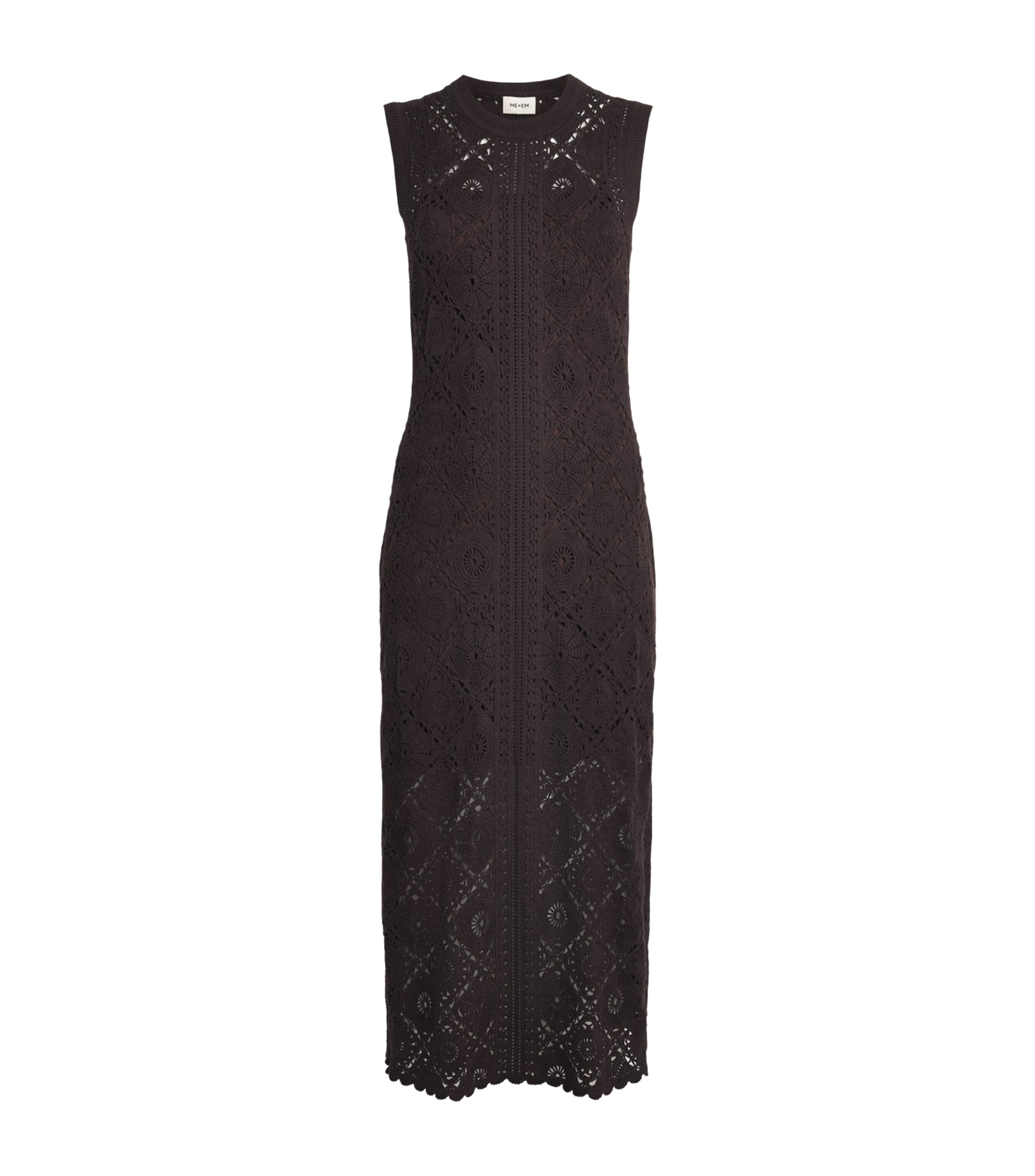 Me+em Framed Crochet Maxi Dress In Brown