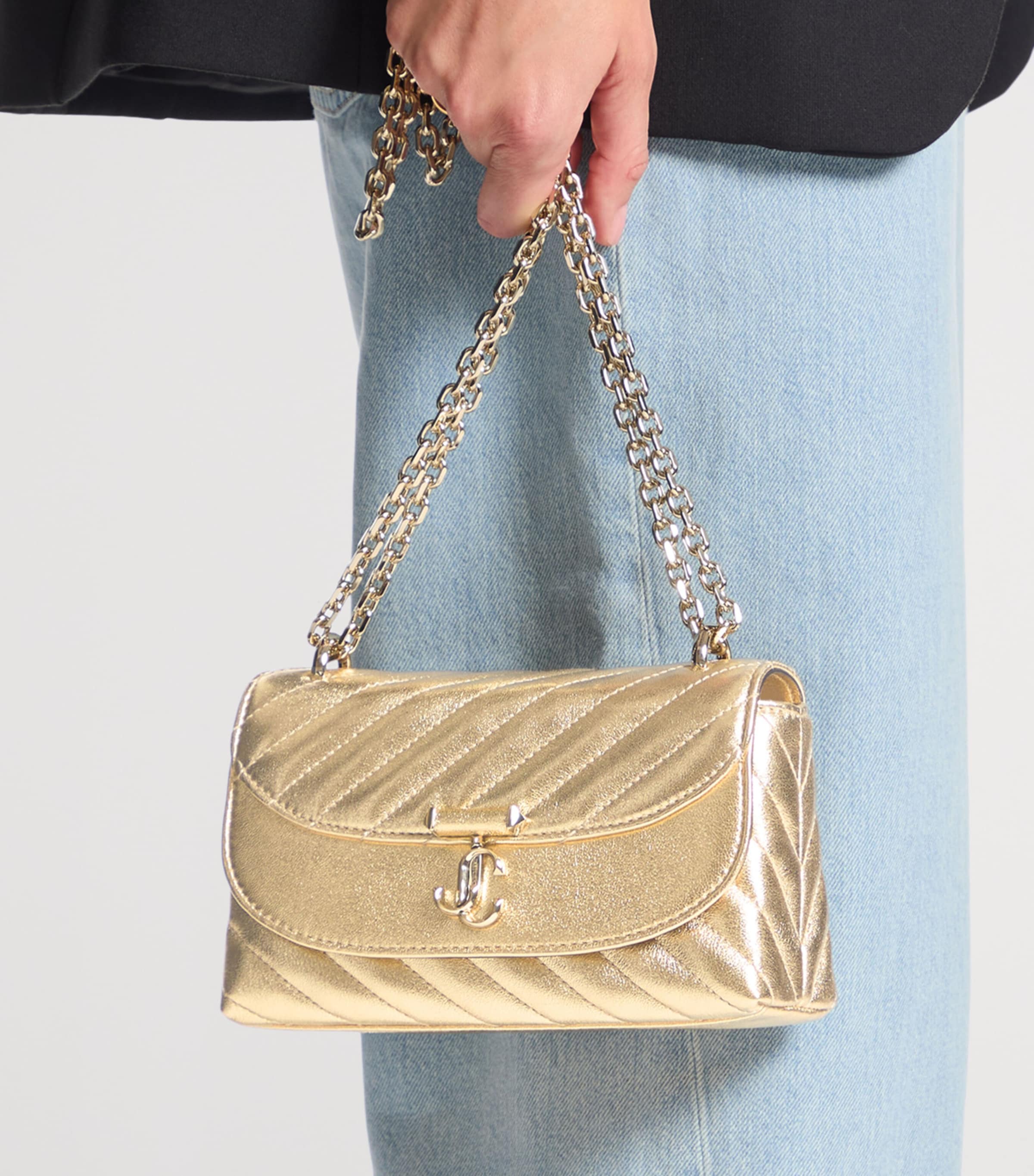 Small Curve Leather Cross-Body Bag GOLD/SHINY GOLD Image 2