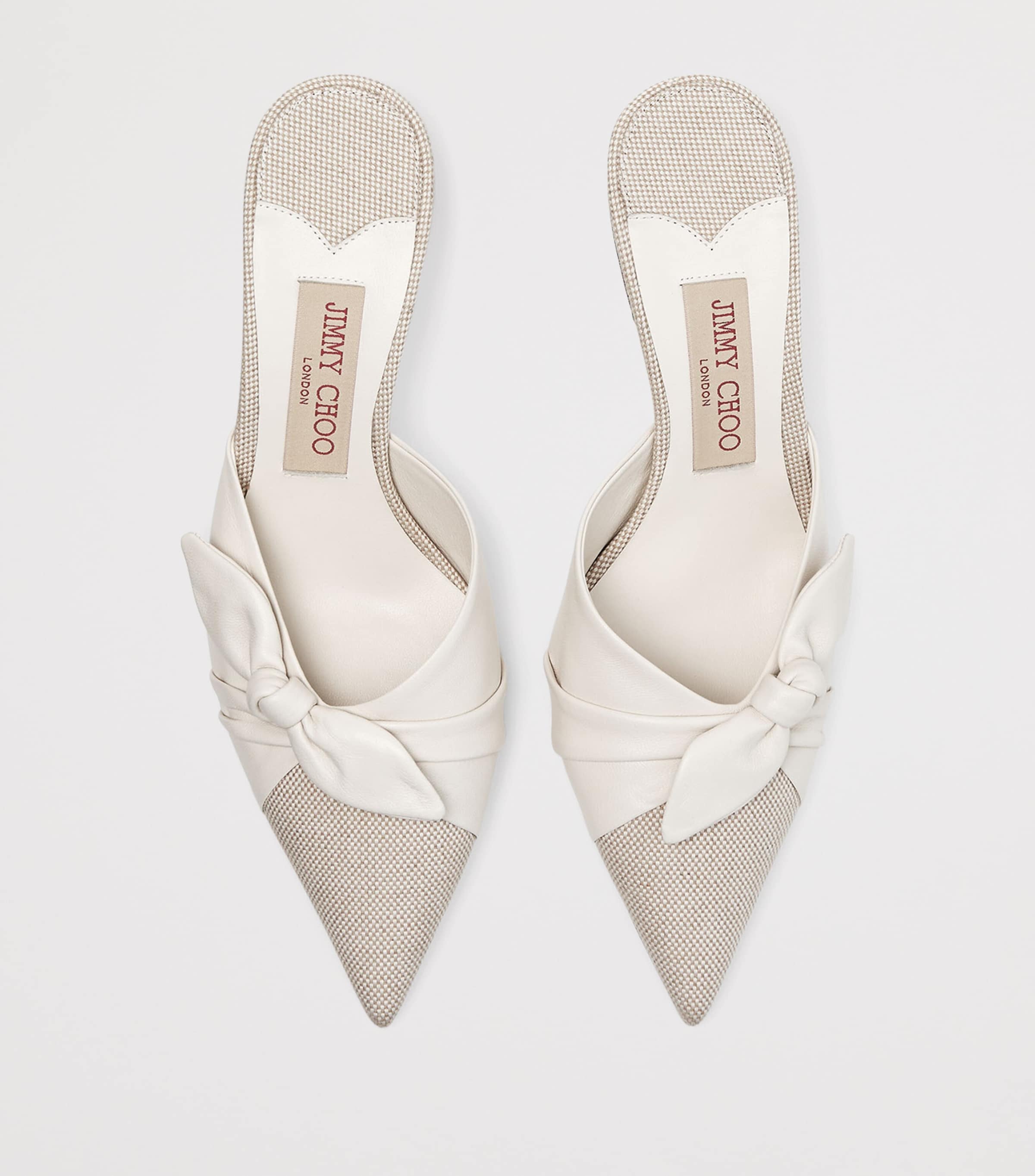 Jimmy Choo Livi 65 Leather and Canvas Mules Almond/latte Mix Image 4