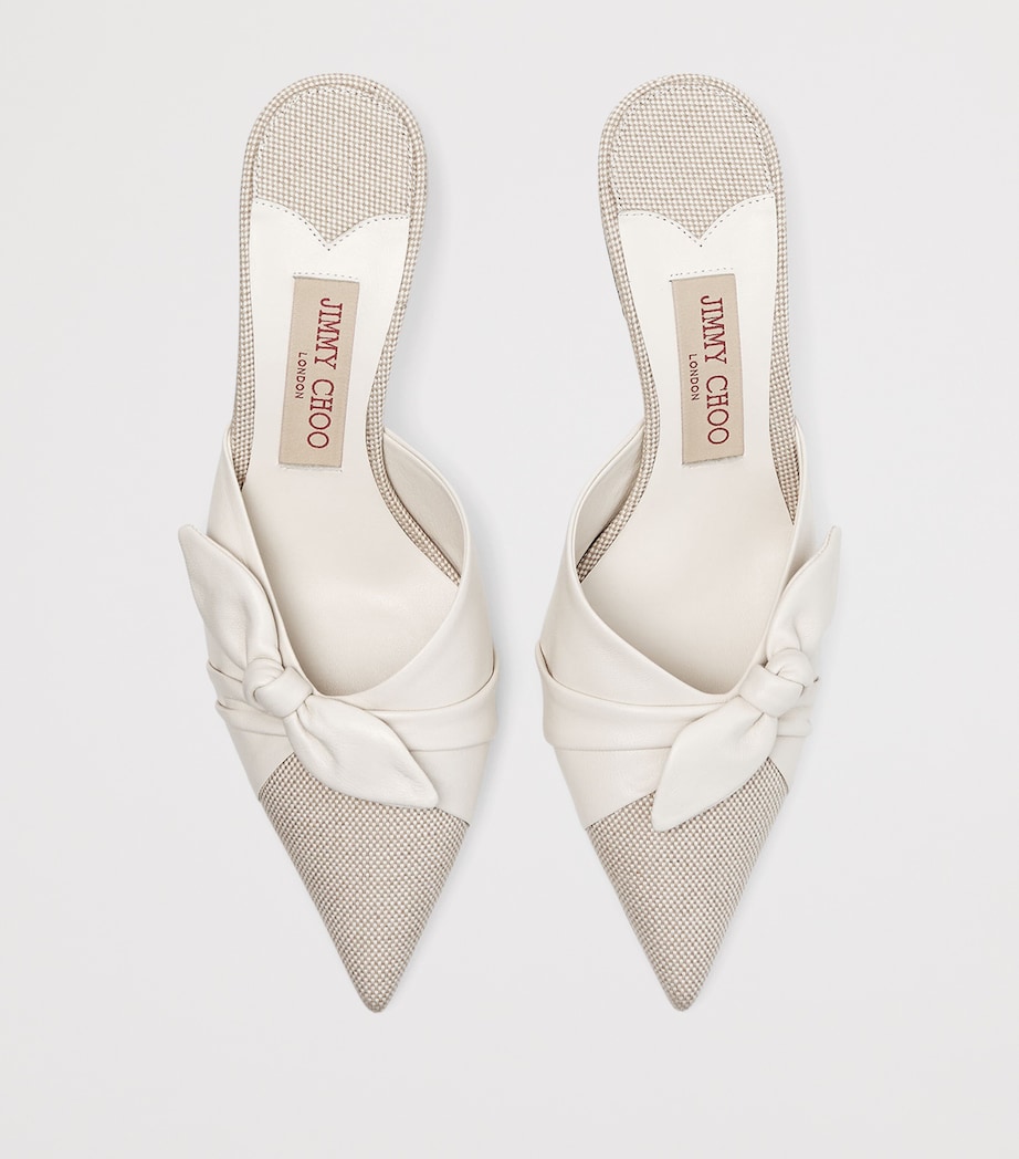 Jimmy Choo Livi 65 Leather and Canvas Mules Almond/latte Mix Image 4