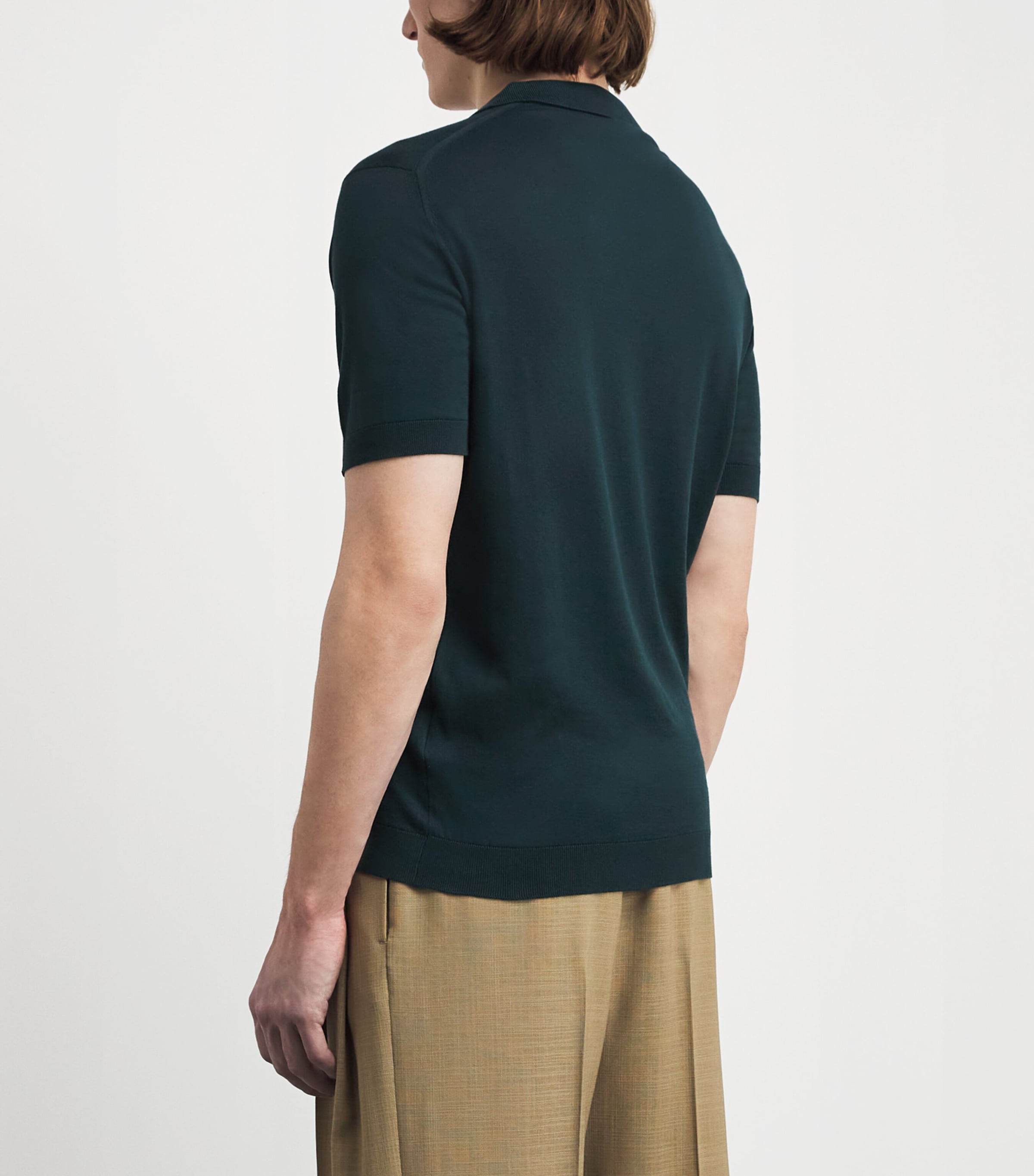 John Smedley Mens Sea Island Cotton Noah Polo Shirt Rainforest Image 5
