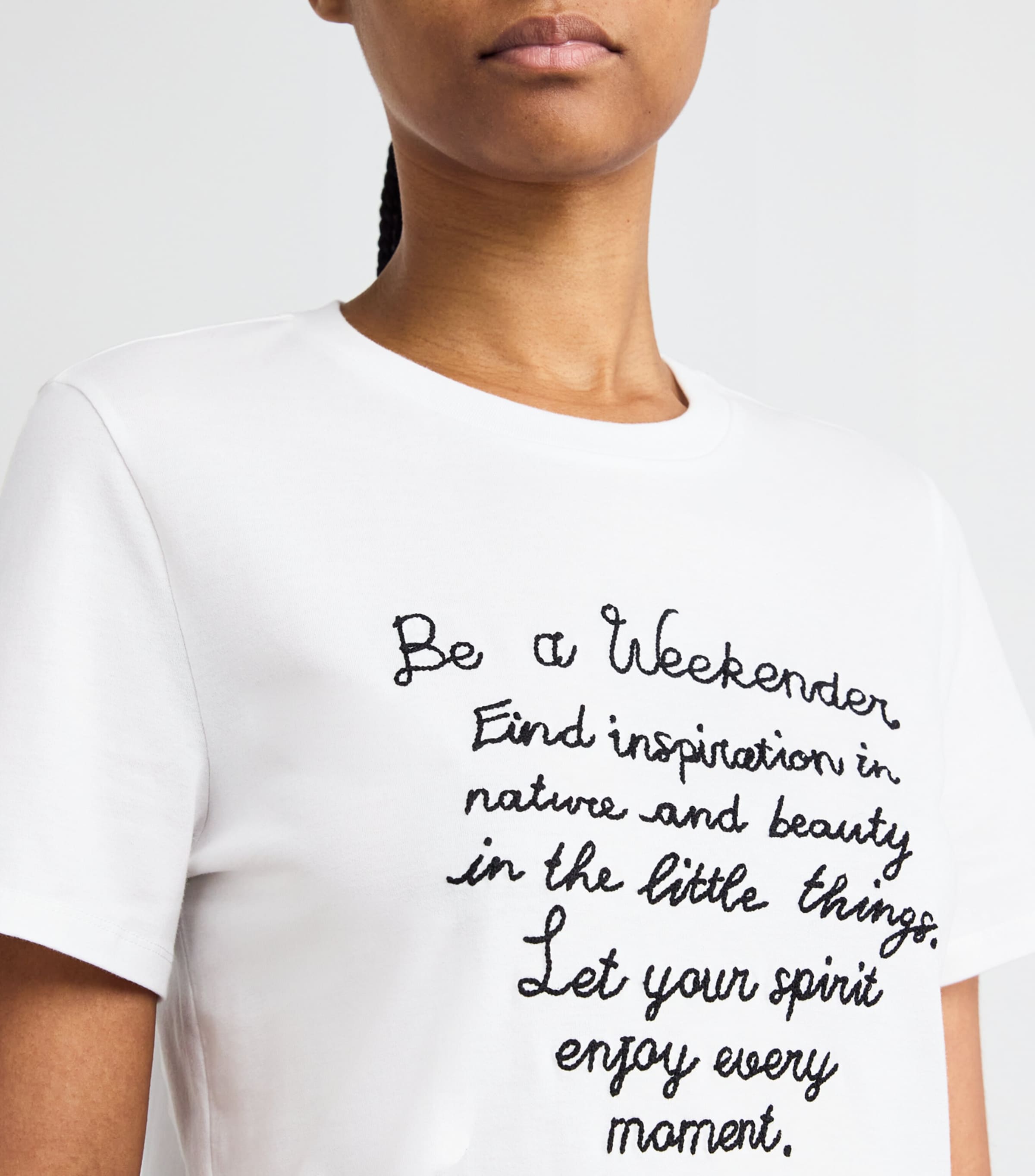 Cotton Embroidered T-Shirt WHITE Image 6