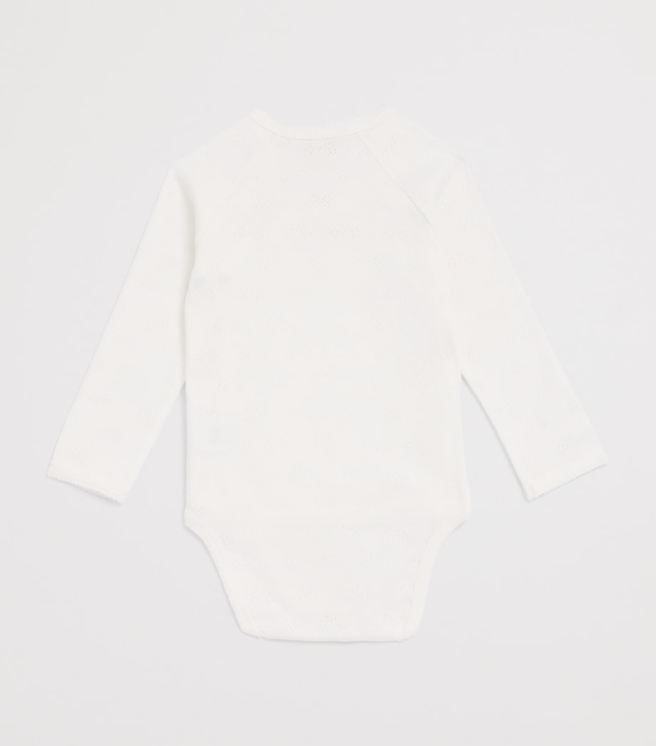 Marie-Chantal Pointelle-Knit Angel Wing Bodysuit White Image 2