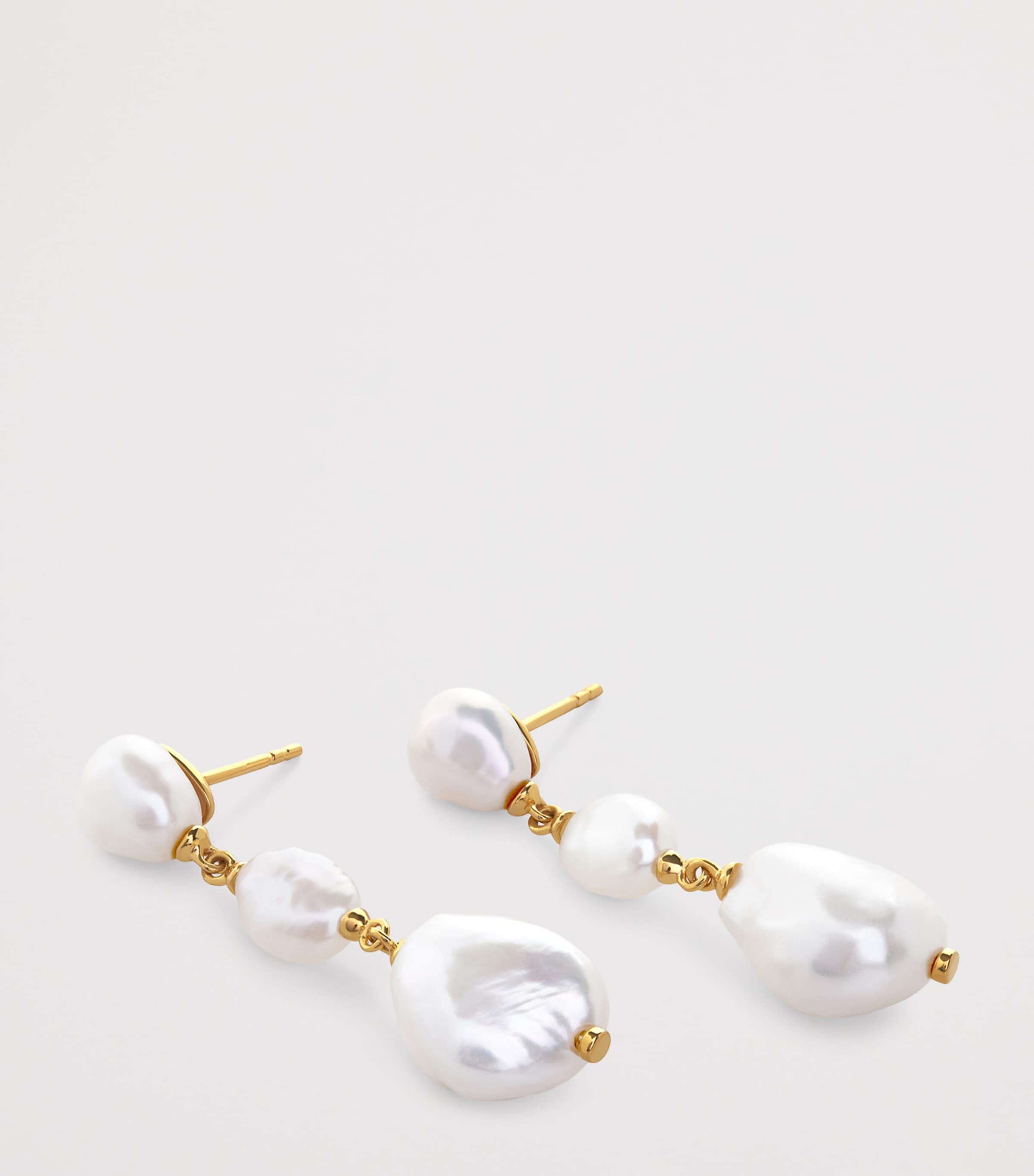 Monica Vinader Gold Vermeil and Pearl Nura Drop Earrings Gold Vermeil Image 2