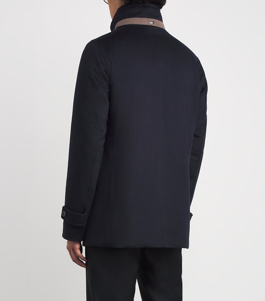 Cashmere Shearling-Trim Car Coat 9290 BLUE Image 4