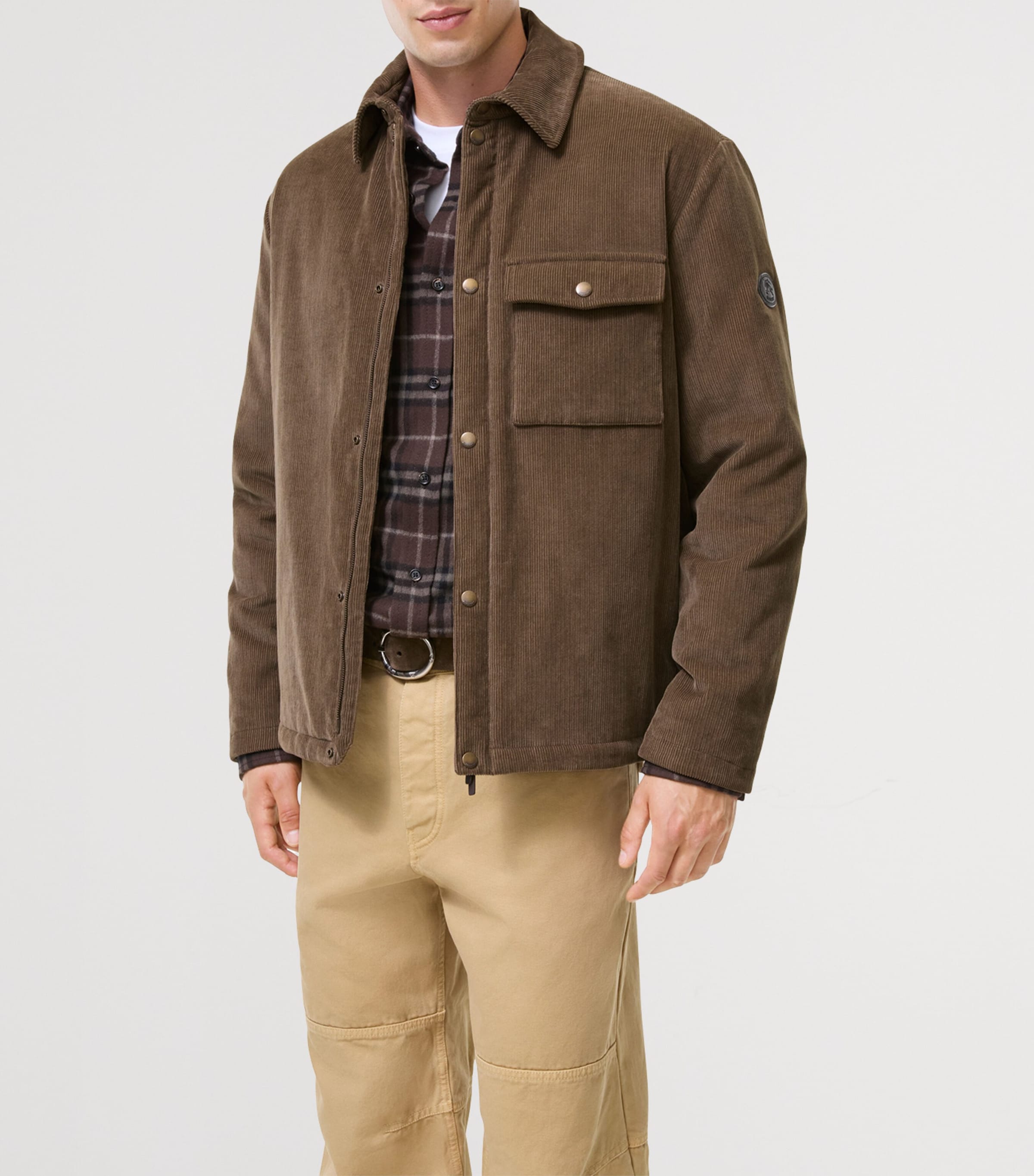 Burberry Mens Corduroy Overshirt Sepia Brown Image 2
