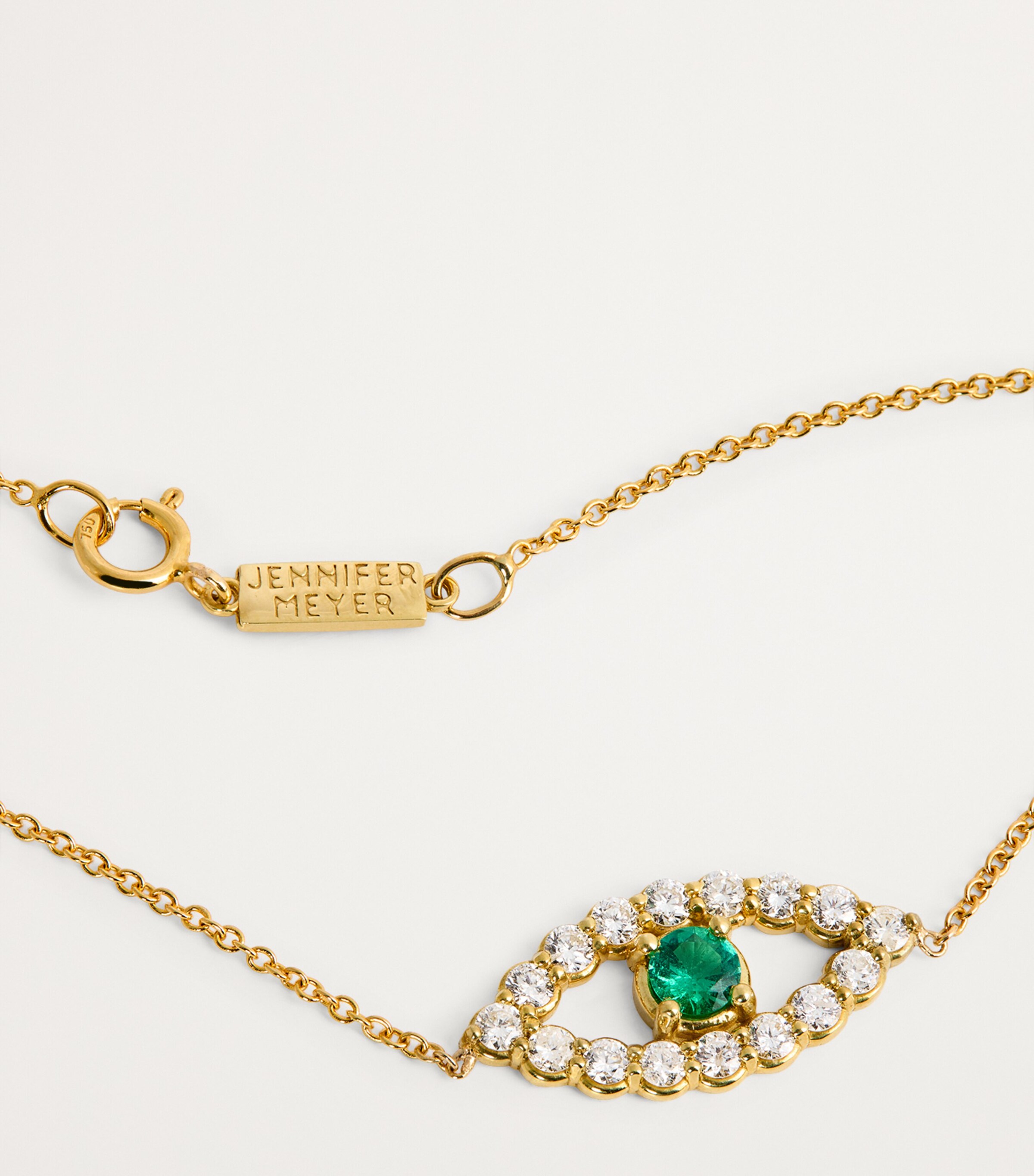 Yellow Gold, Diamond and Emerald Edith Evil Eye Necklace YELLOW GOLD Image 5