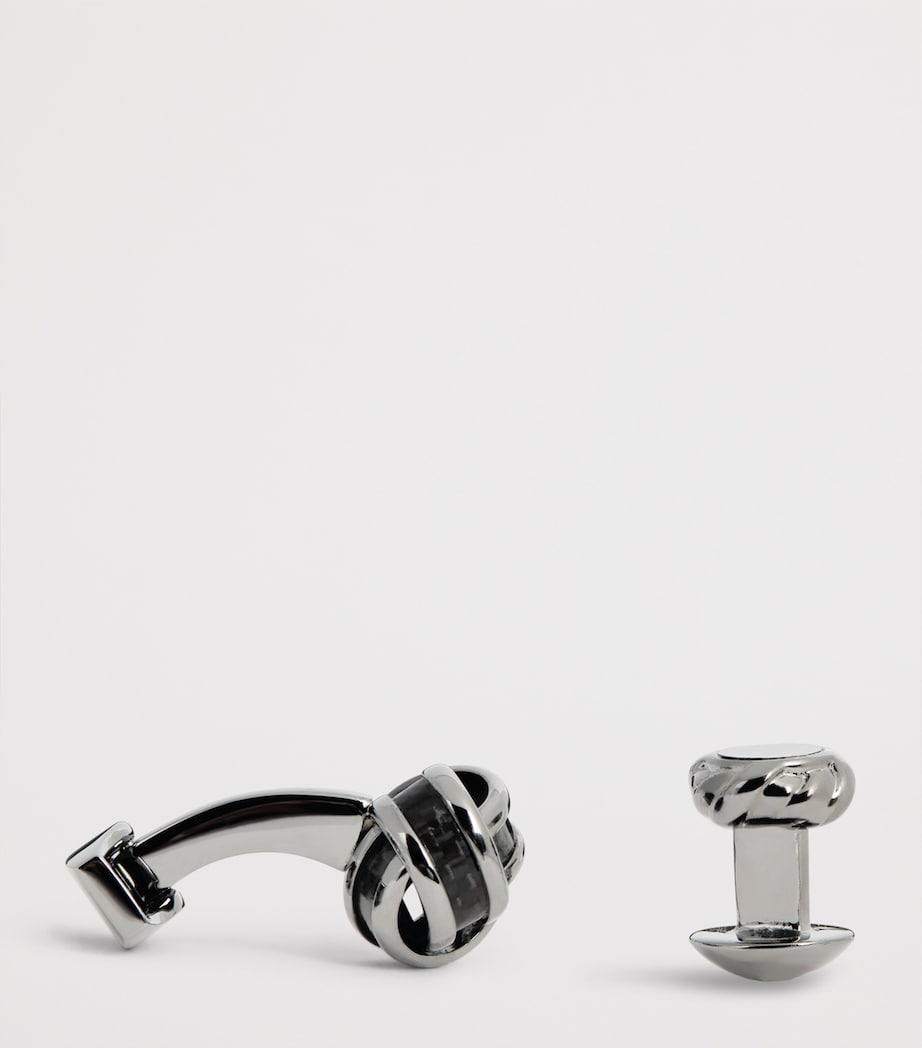 Carbon Fibre Knot Cufflinks and Stud Set BLACK Image 4