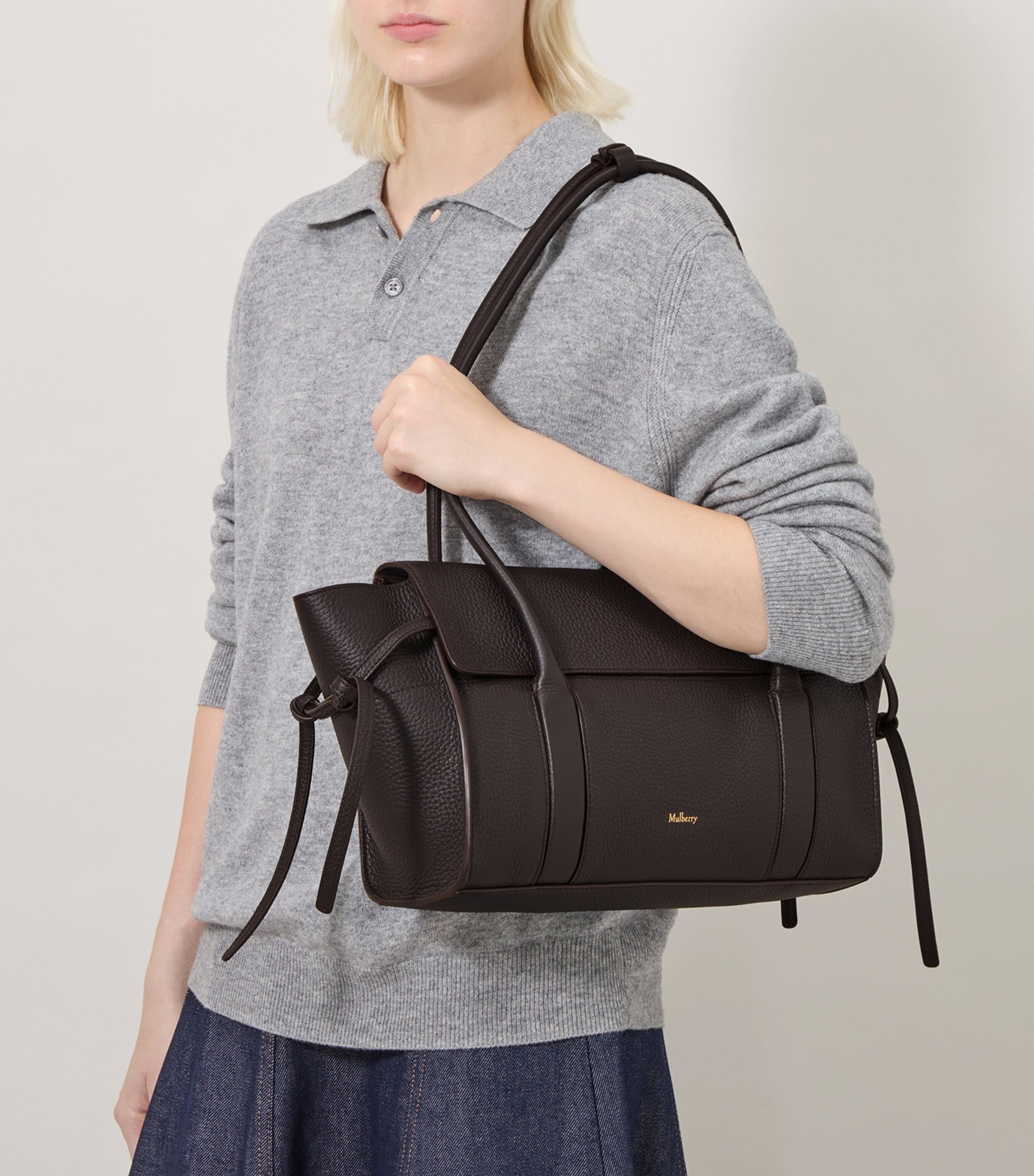 Mulberry Small Leather Soft Bayswater Shoulder Bag Ebony Image 5